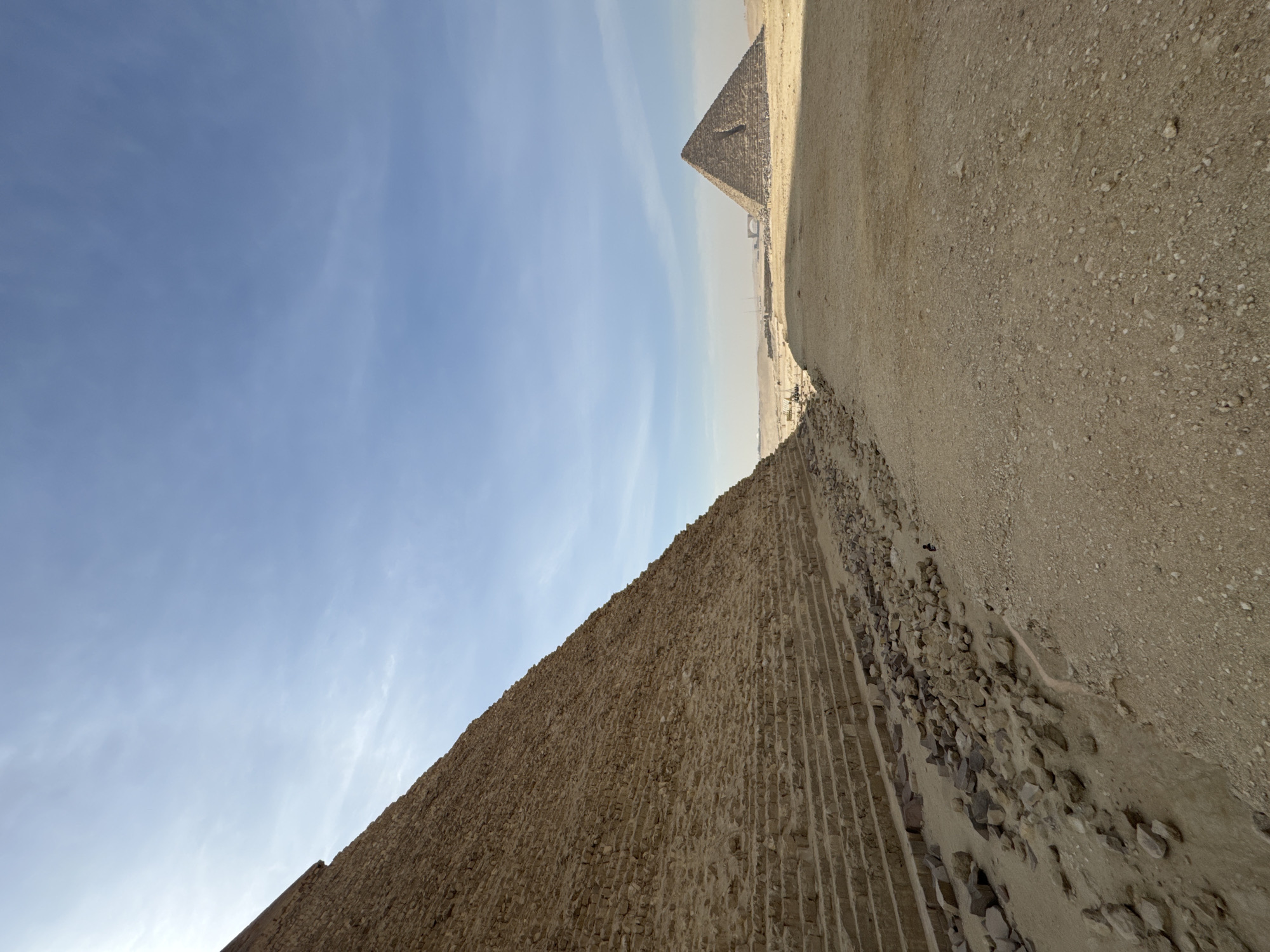 Tourist documents morning visit to Giza pyramids