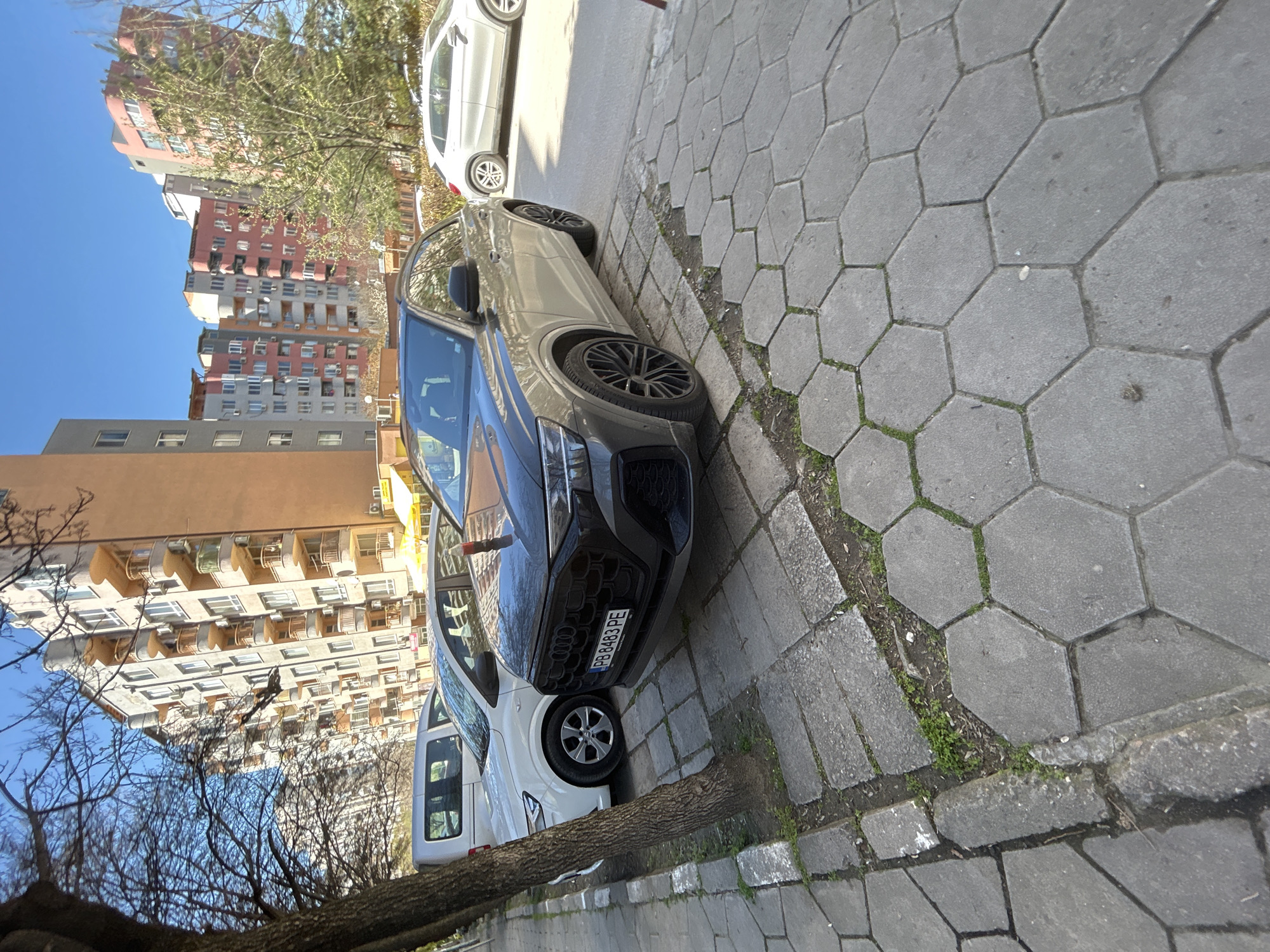 Audi SUV parked on sidewalk in Plovdiv, Bulgaria