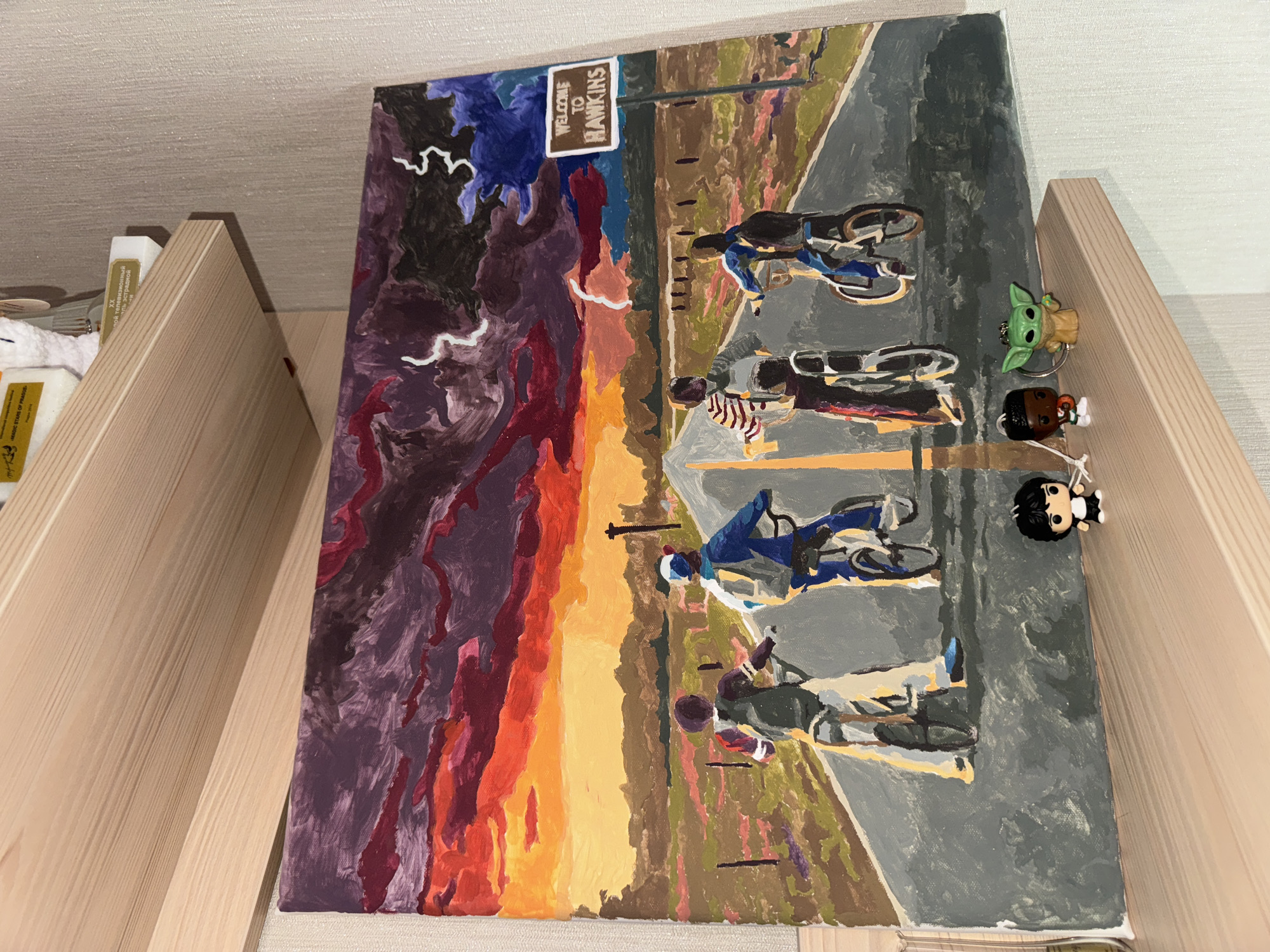 Krasnoyarsk resident documents home interior featuring art, awards, gray cat