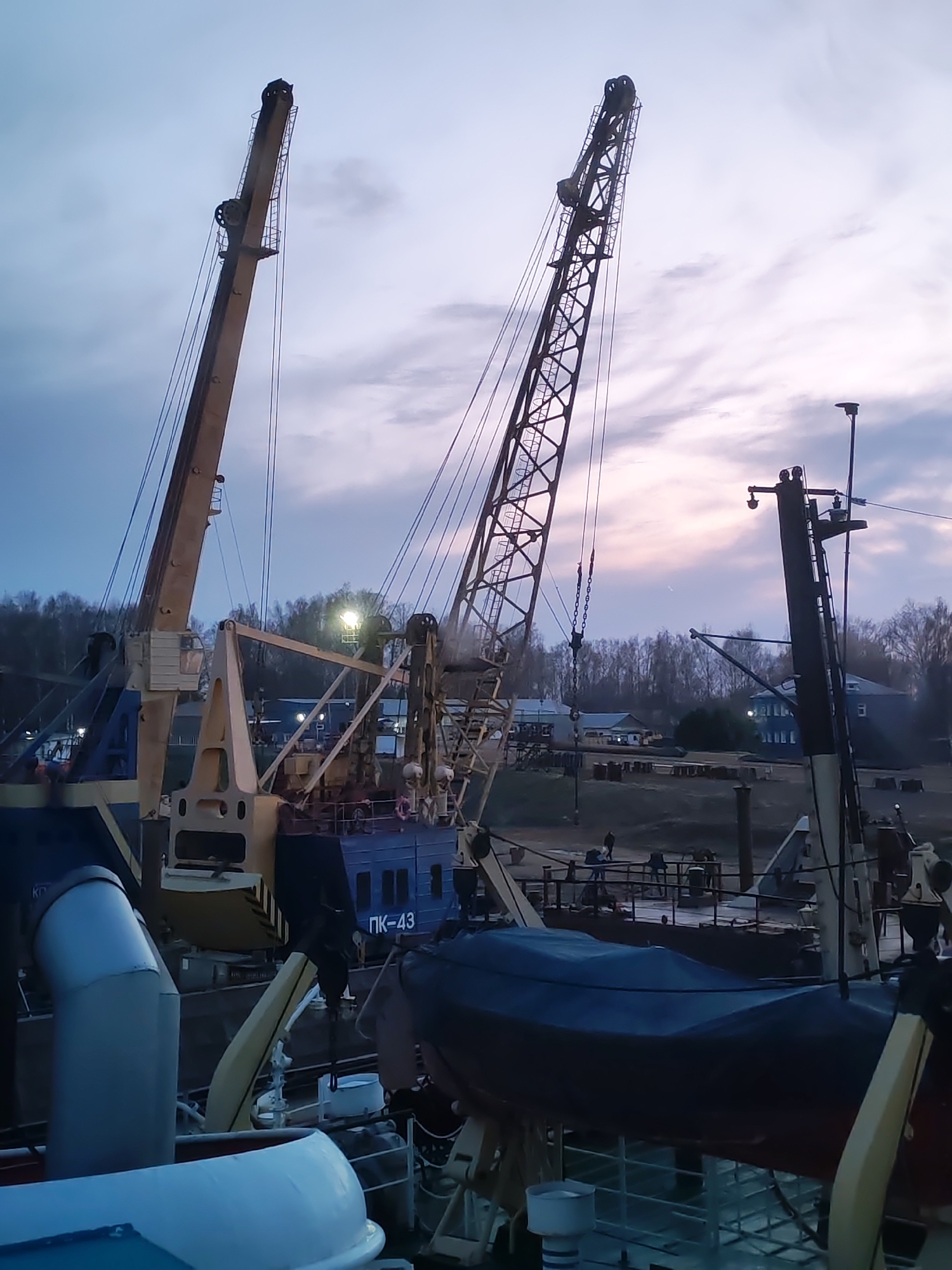 River port operations documented from vessel deck in Rybinsk