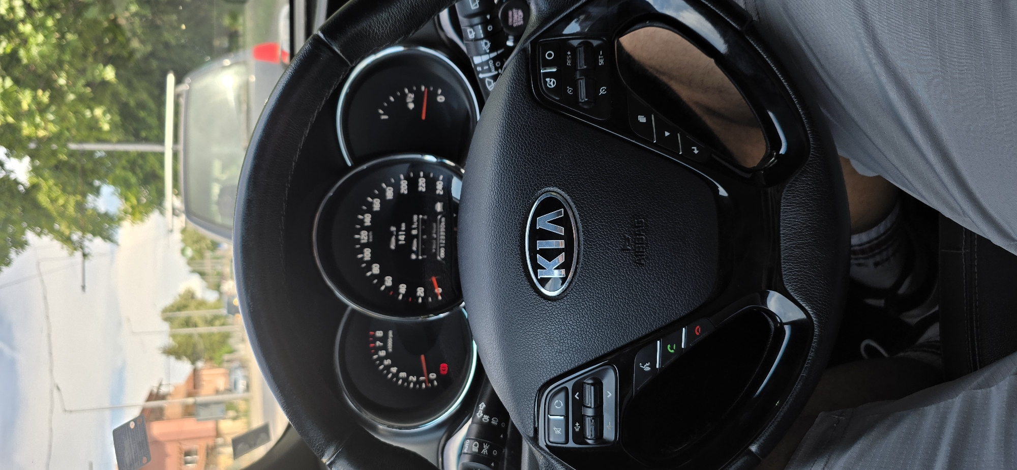 First-person view from inside a Kia's driver seat
