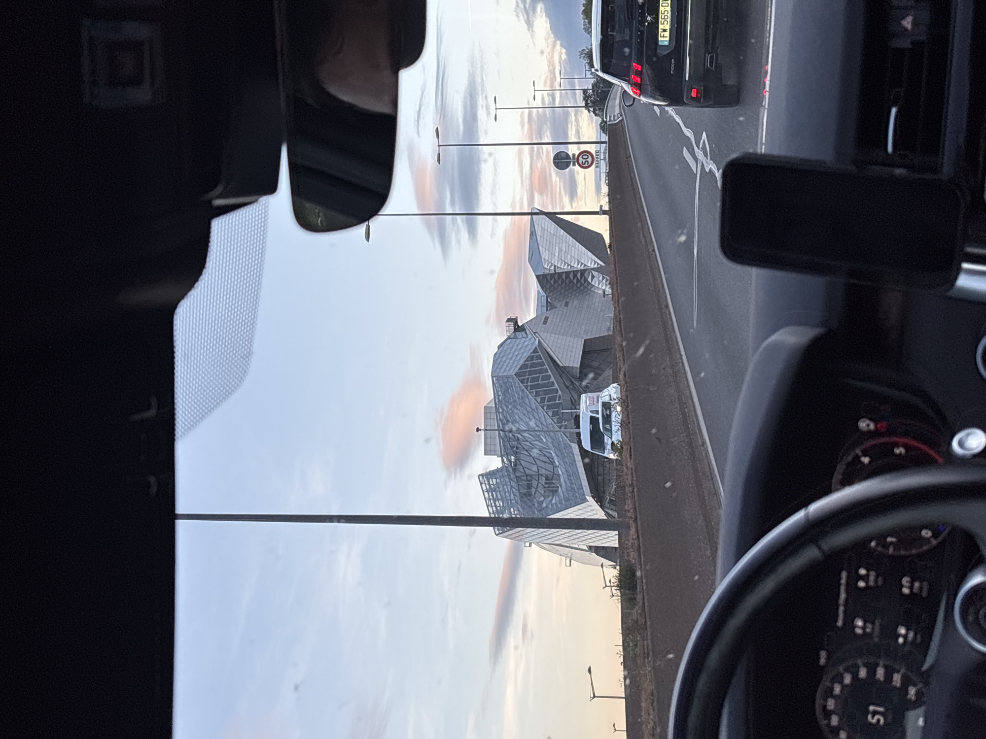 Driver spots Musée des Confluences from highway near Lyon