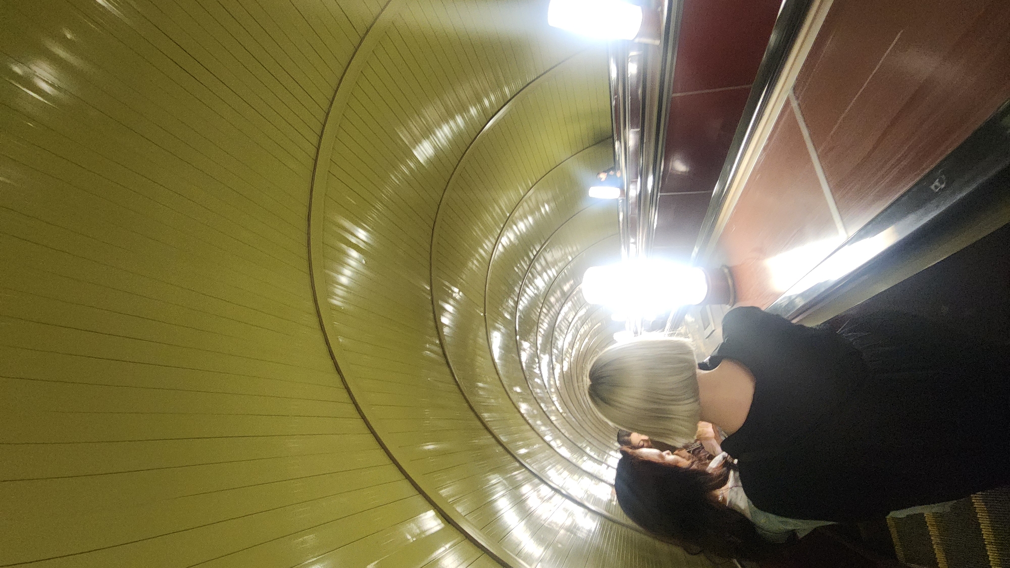 Transit passengers observed in underground station and train