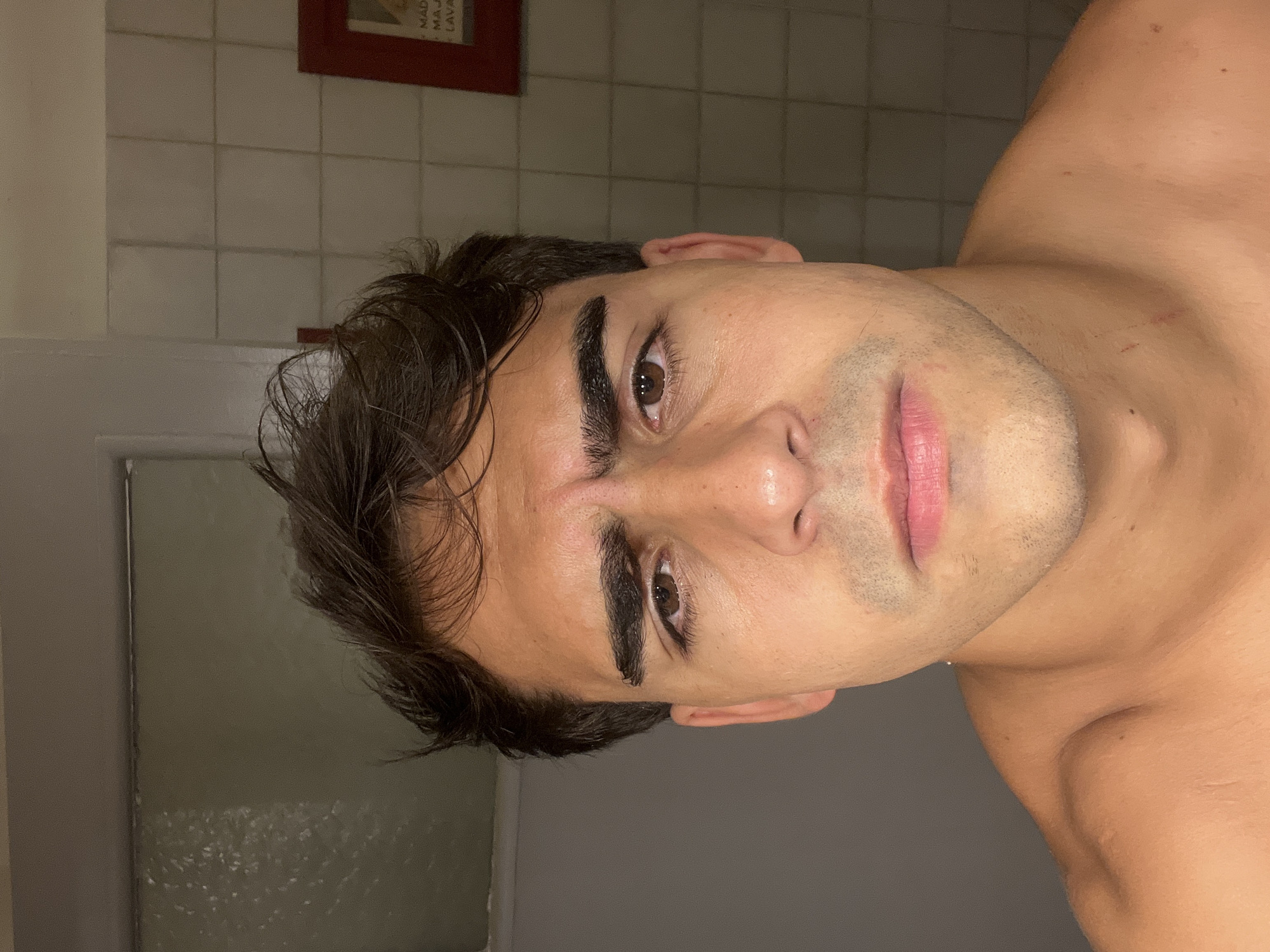 Person takes multiple bathroom selfies in Avellaneda apartment