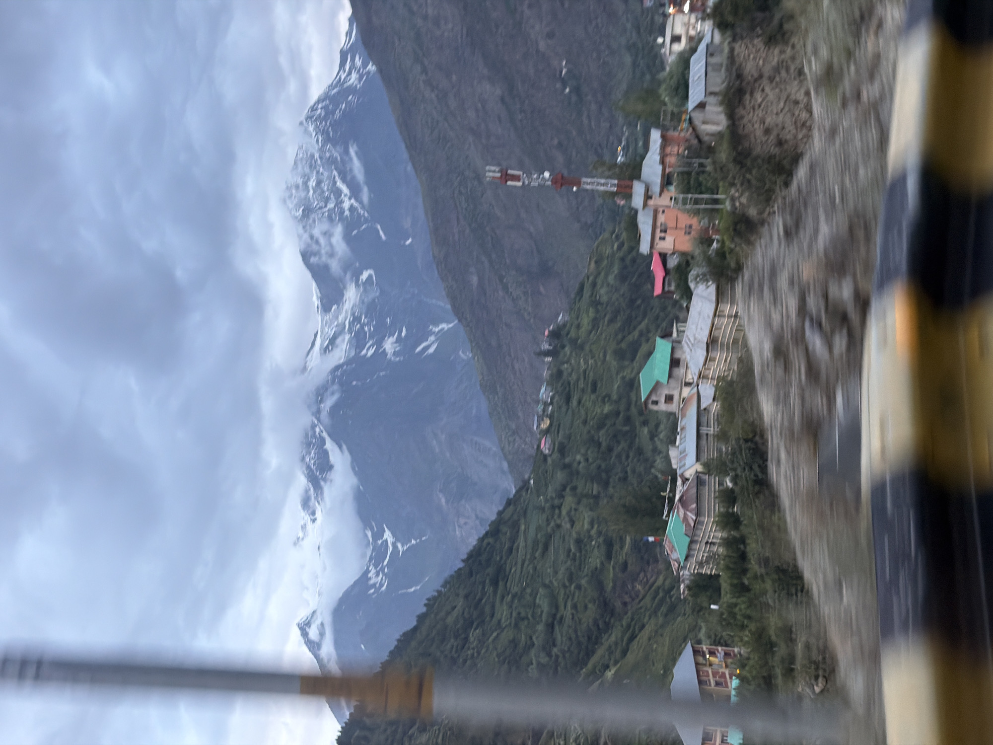 Passing through Keylong on a cloudy mountain afternoon