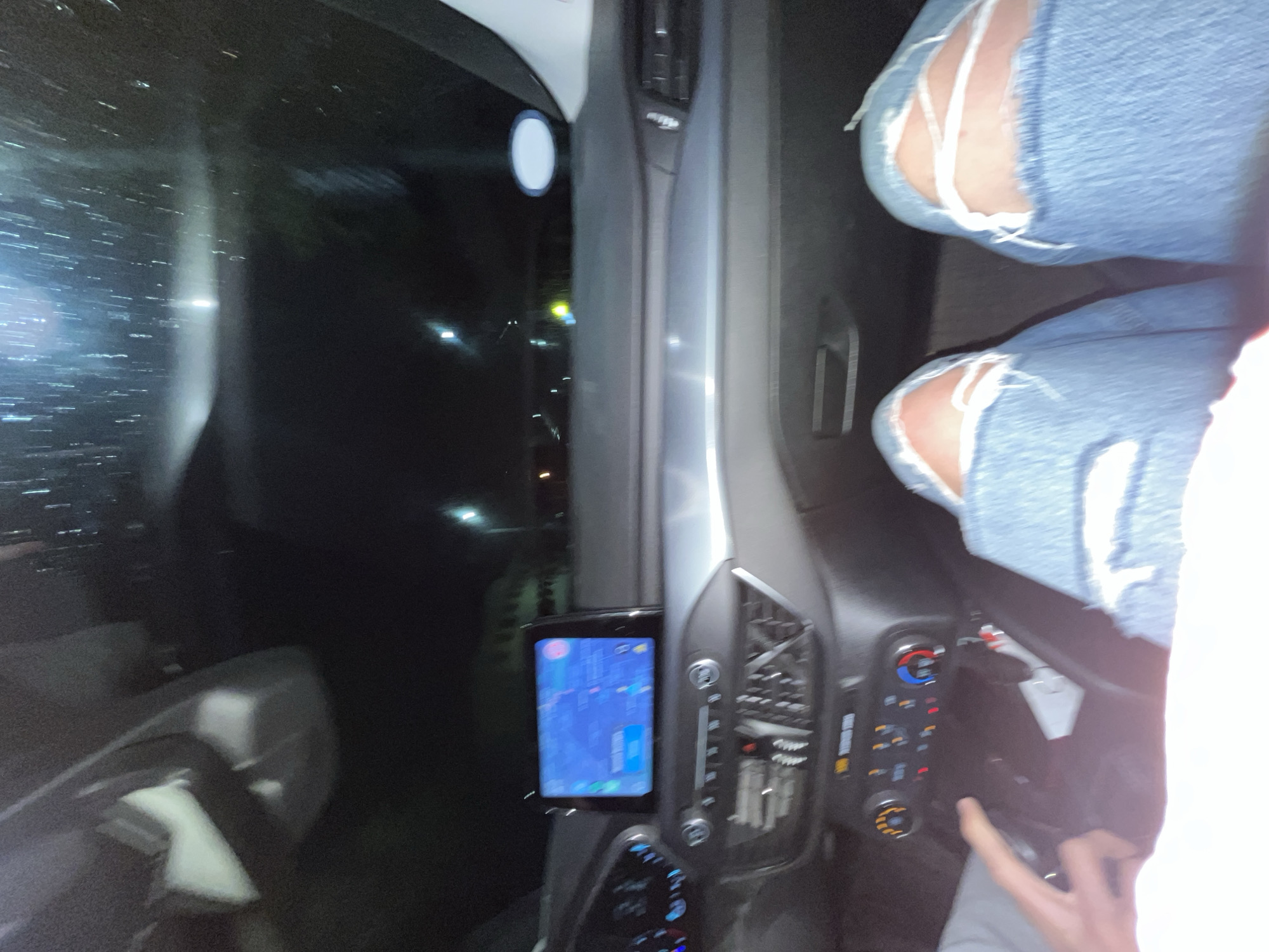 Night vehicle interior captured in Pernik, Bulgaria