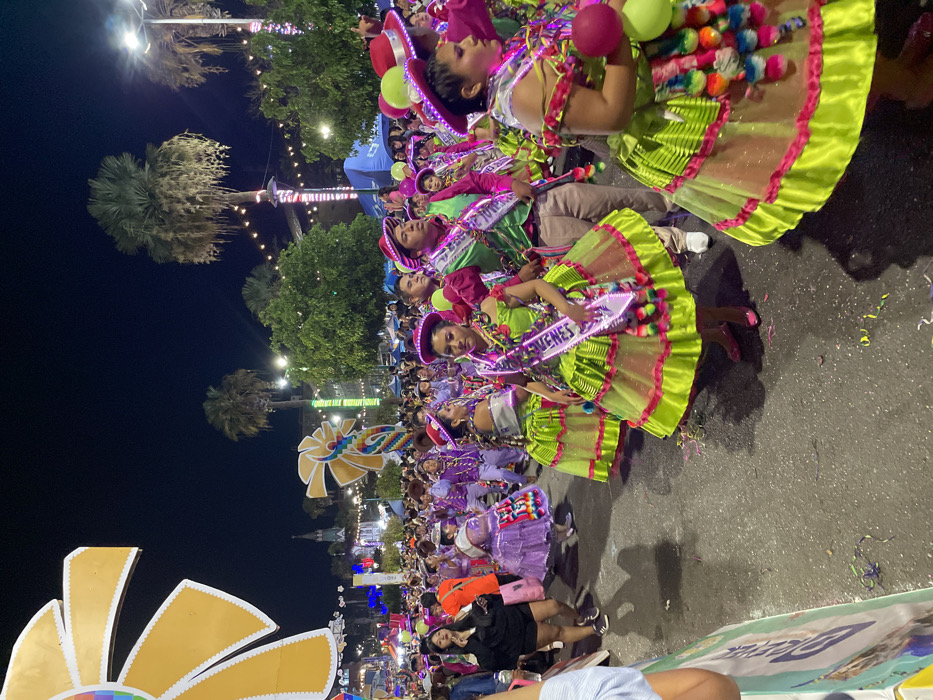 Traditional street festival with elaborate costumes celebrates in Arica, Chile