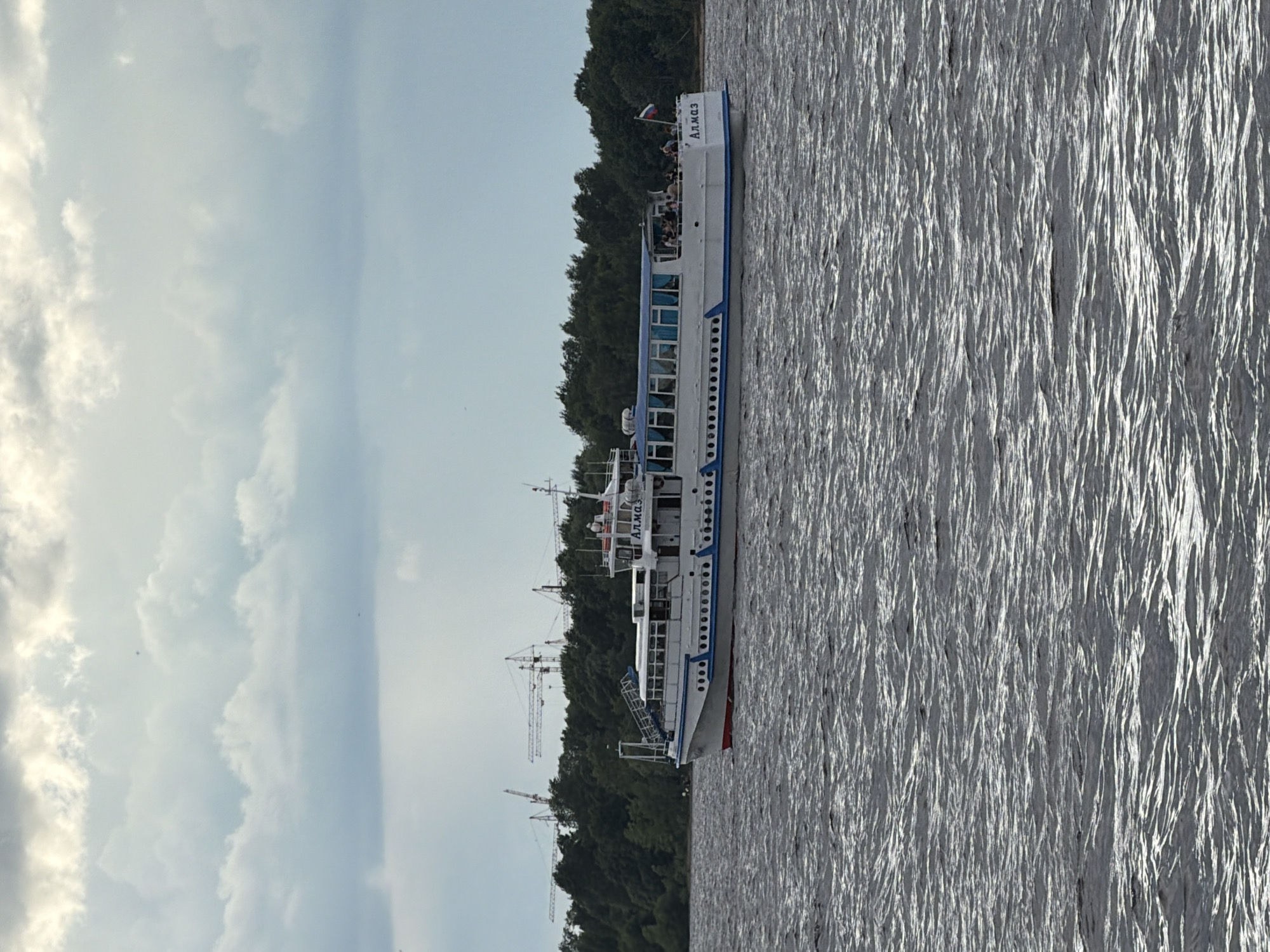 Historic river fleet lines the Kama embankment in Perm