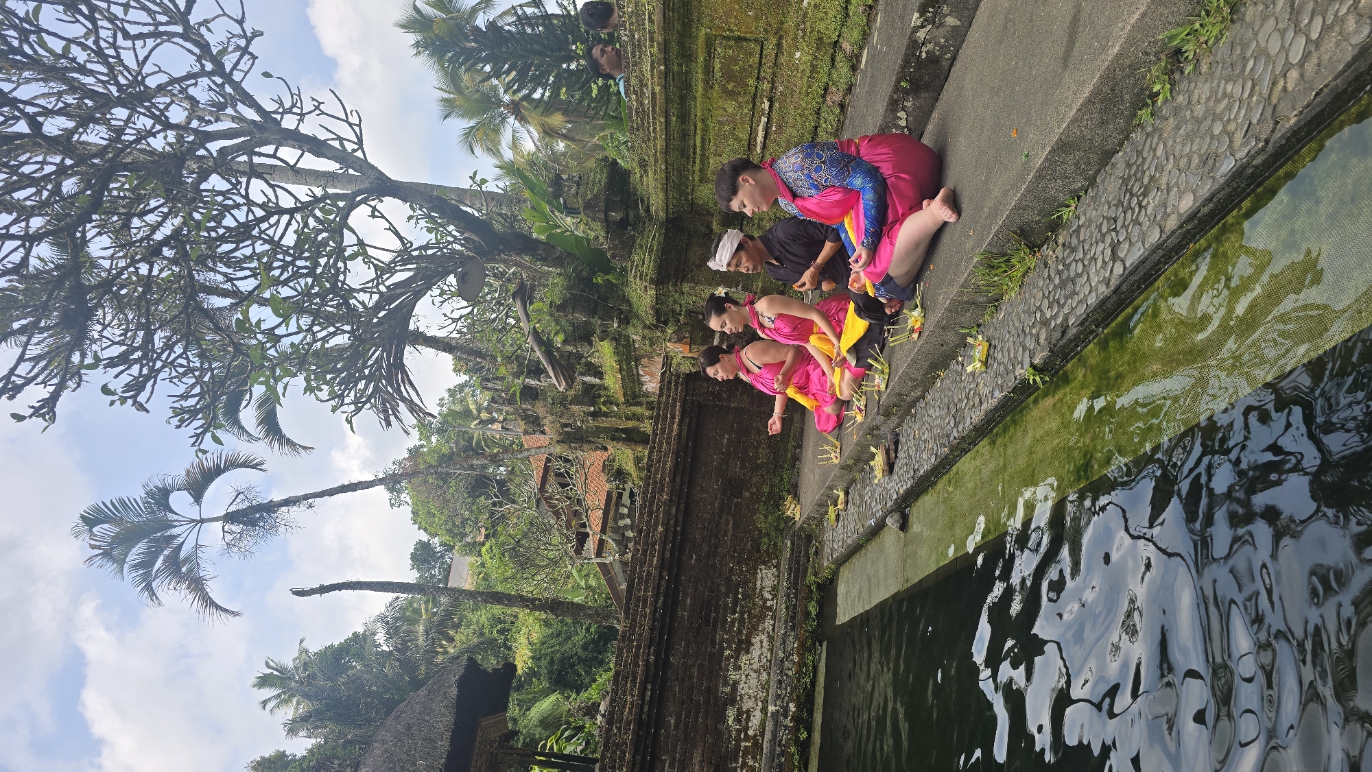 Traditional ceremonies observed at Tirta Empul Temple in Tegallalang