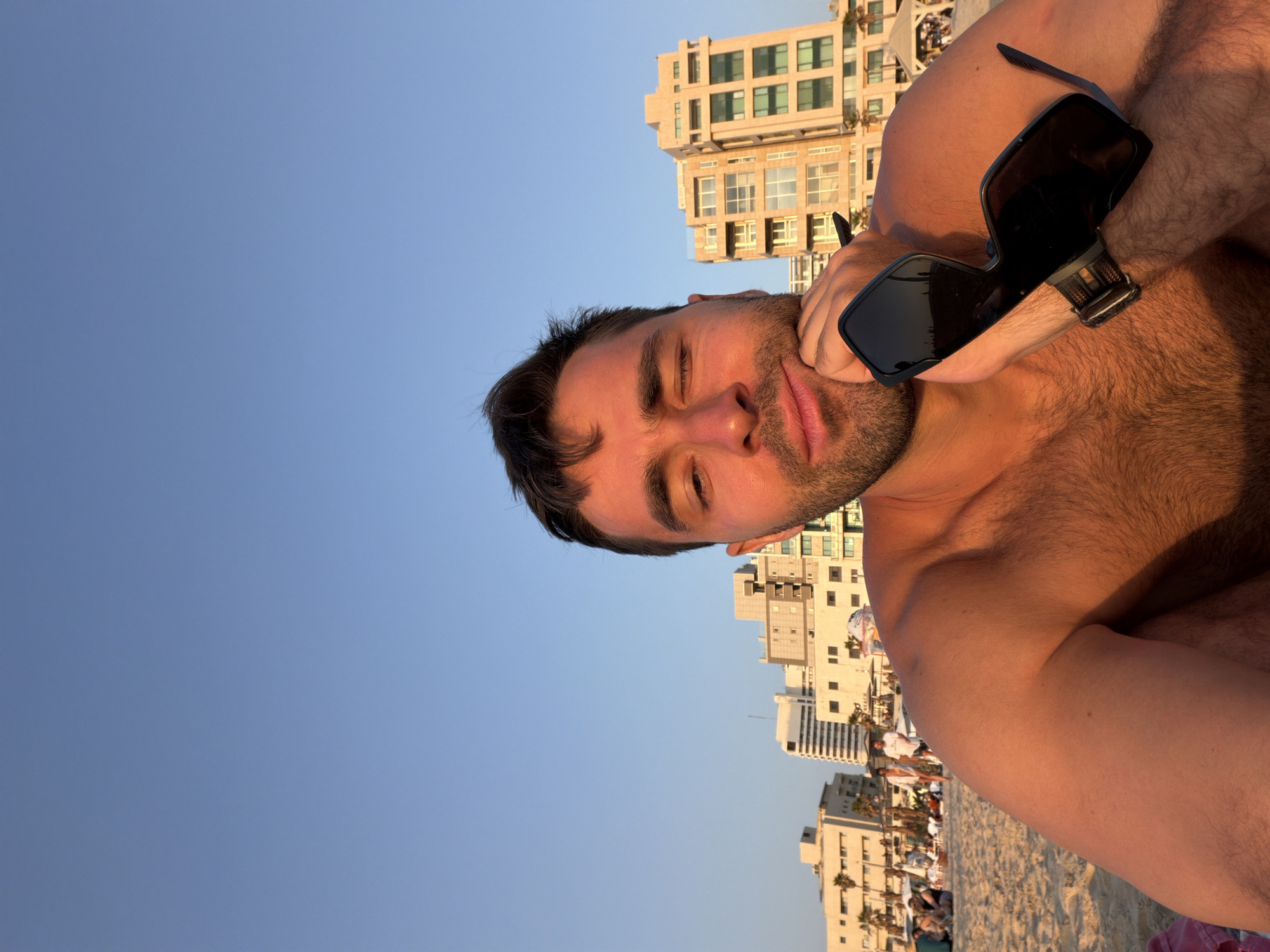 Beach sunset gathering captured in Tel-Aviv