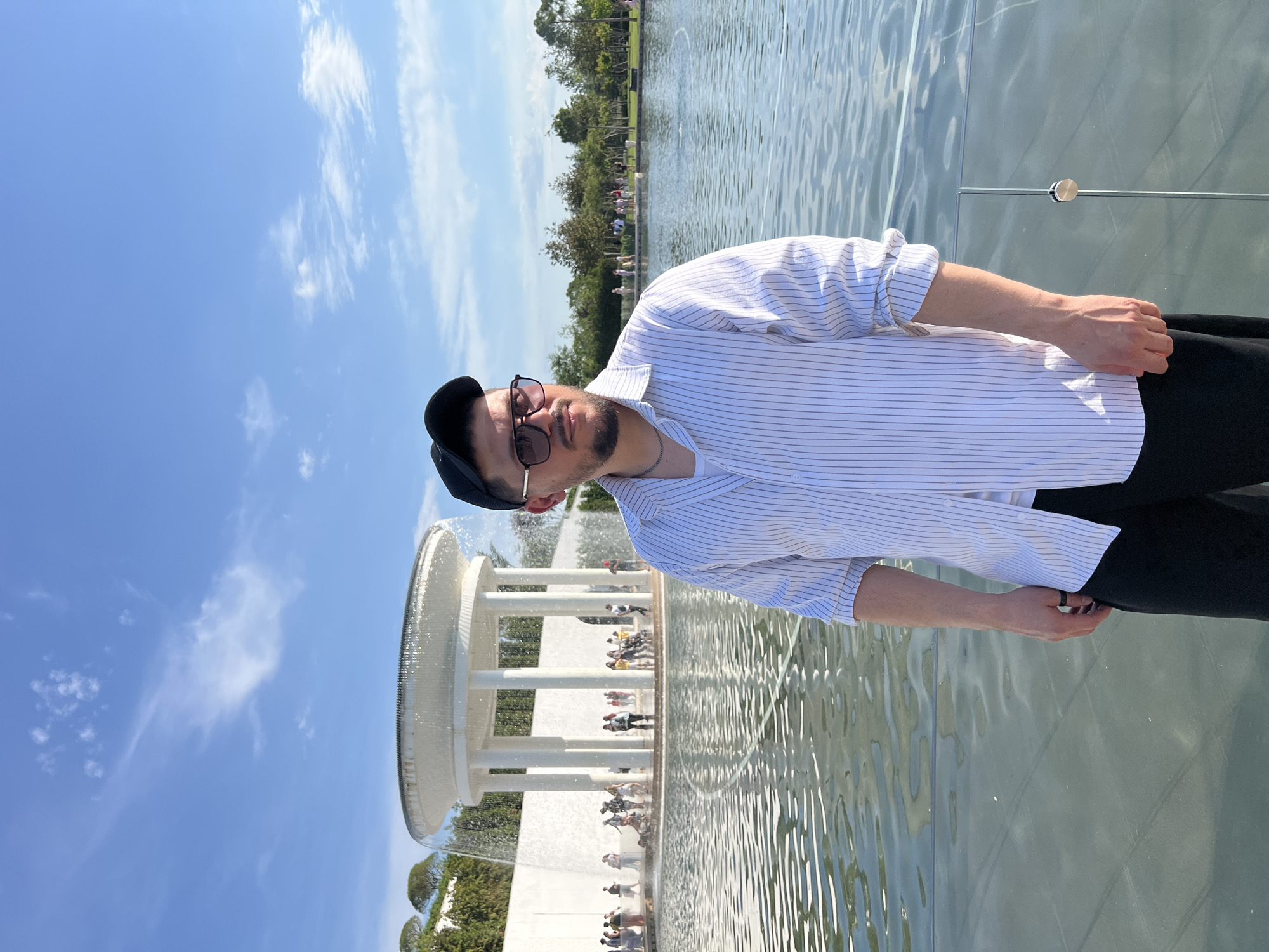 Afternoon at a park with water features and digital art installations