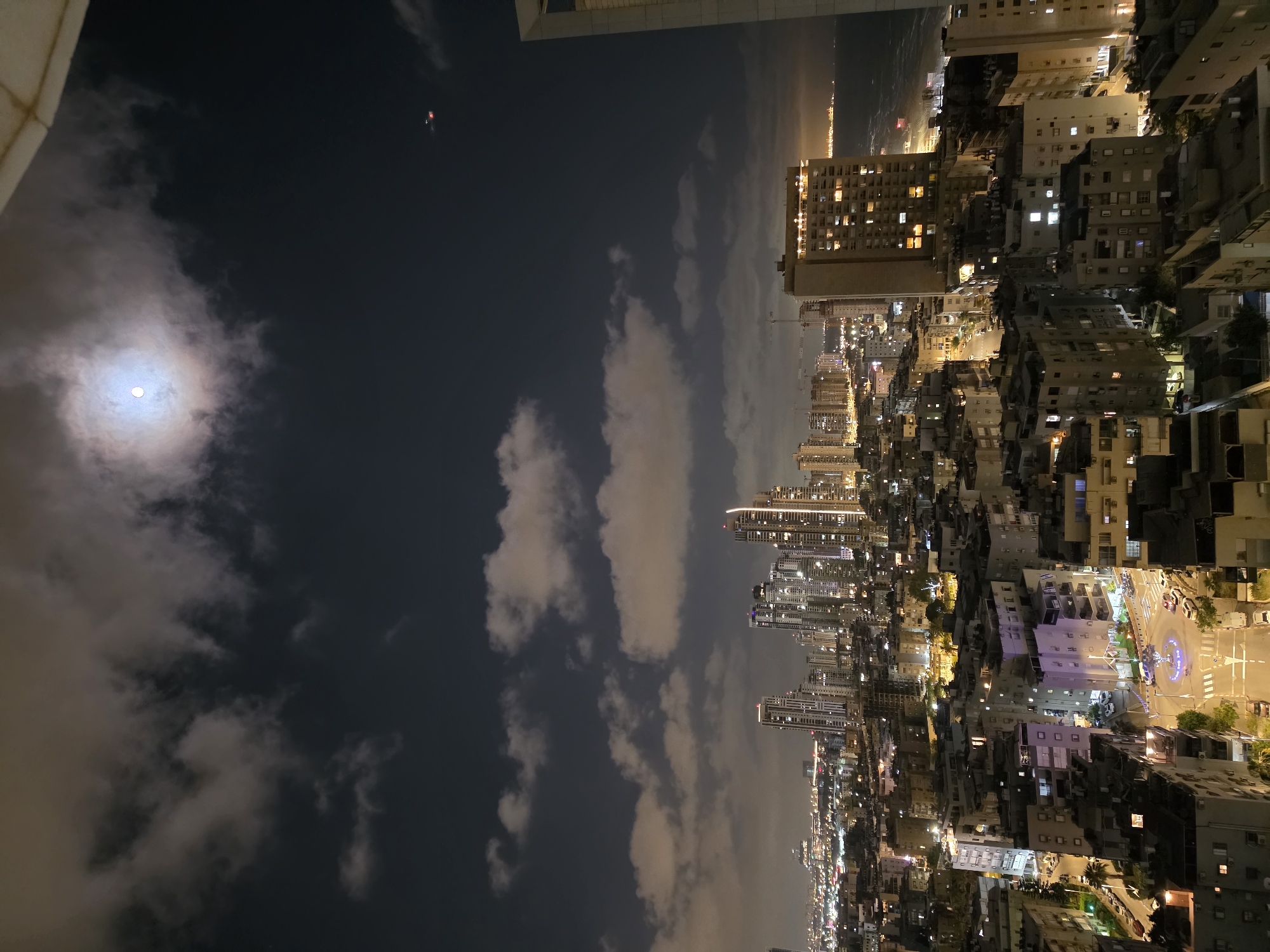 Full moon brightens Bat Yam cityscape on April night