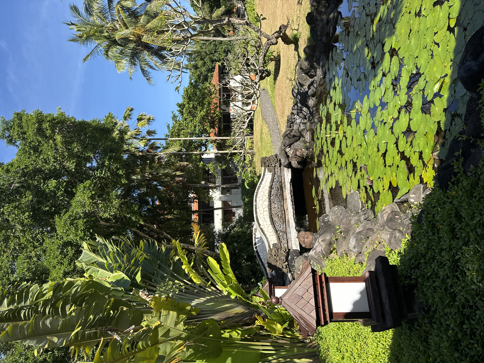 Morning scenes captured at Indonesian resort featuring gardens, architecture
