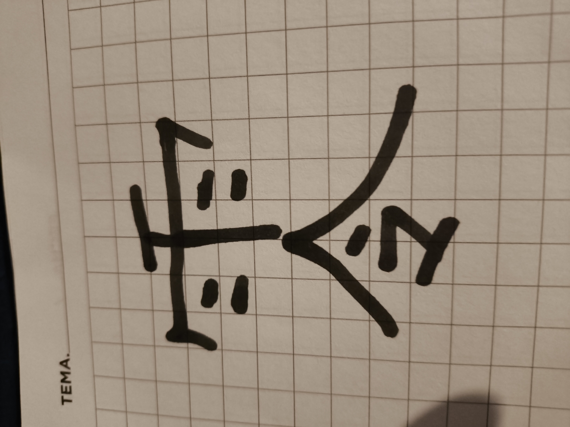 Symbolic cross drawing created on graph paper in La Paz