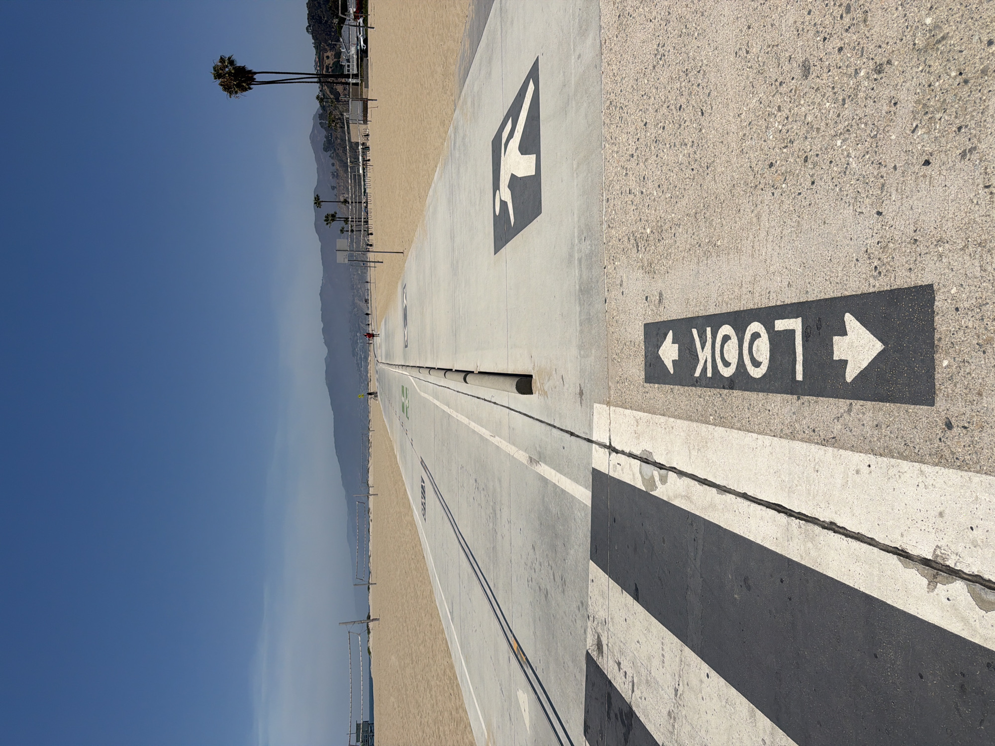 Santa Monica beach path with pedestrian crossing documented