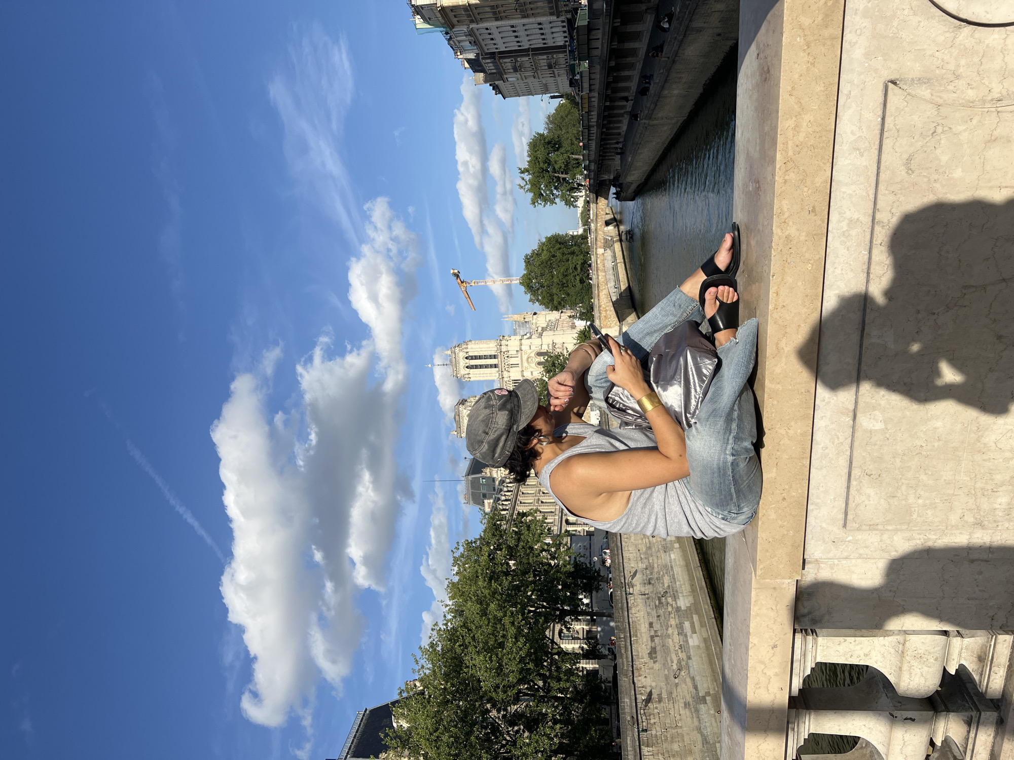 Friday evening life unfolds along Seine River in Paris