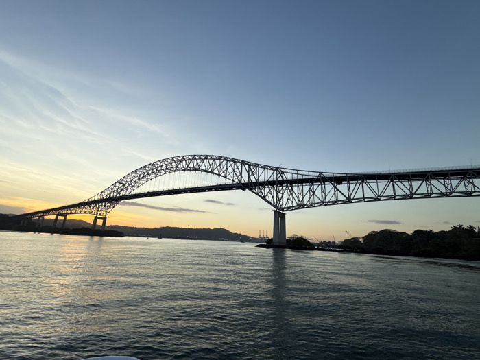 Tourist captures selfie near Panama Canal's Bridge of Americas