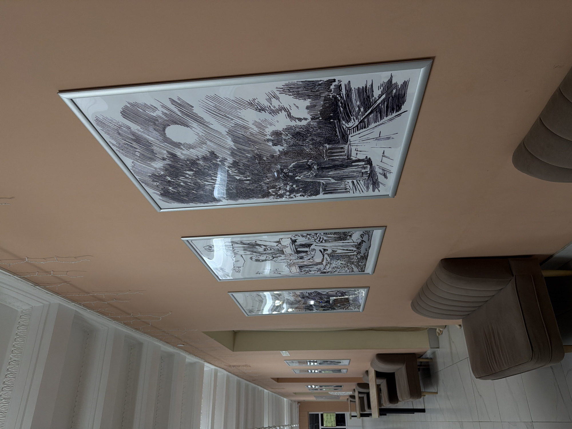 Evening documentation of public building and surroundings in Perm