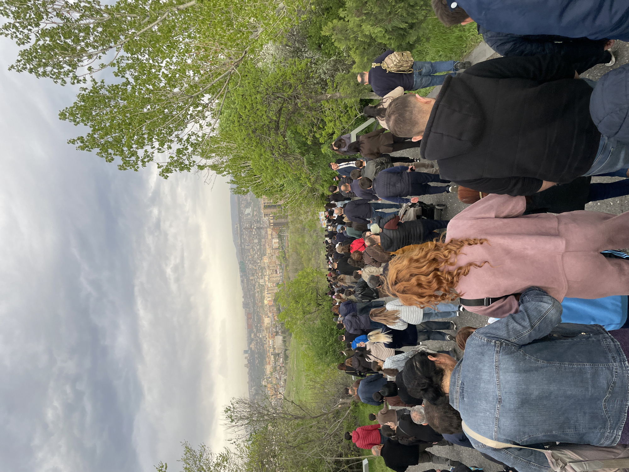 Large crowd gathers outdoors in Yerevan, Armenia