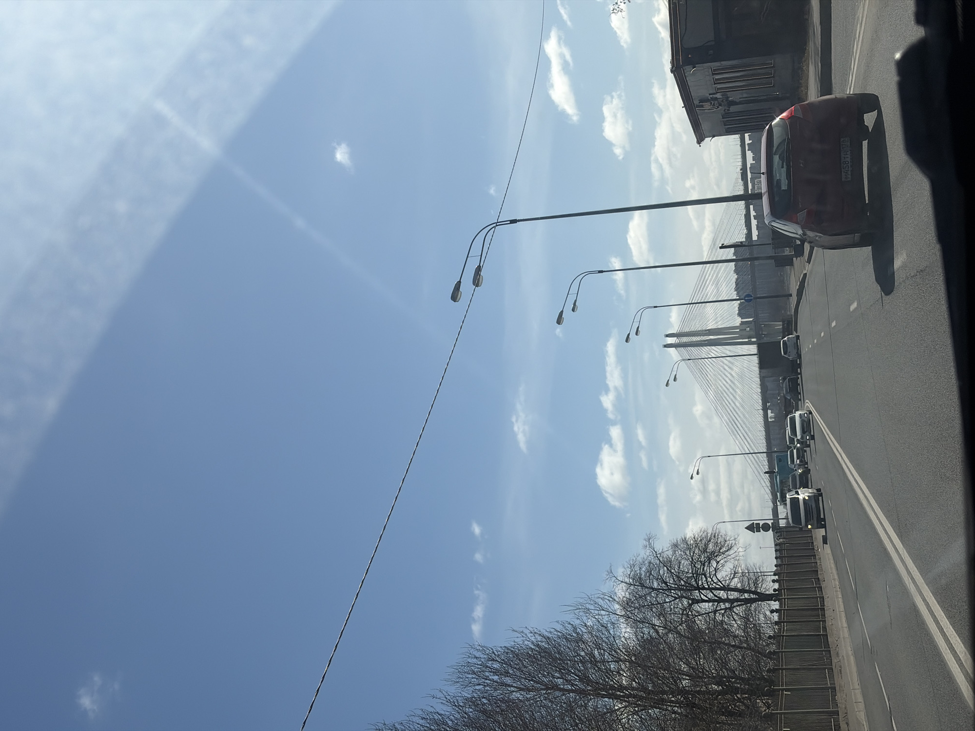 Utility van towed near historic Water Tower in Saint Petersburg