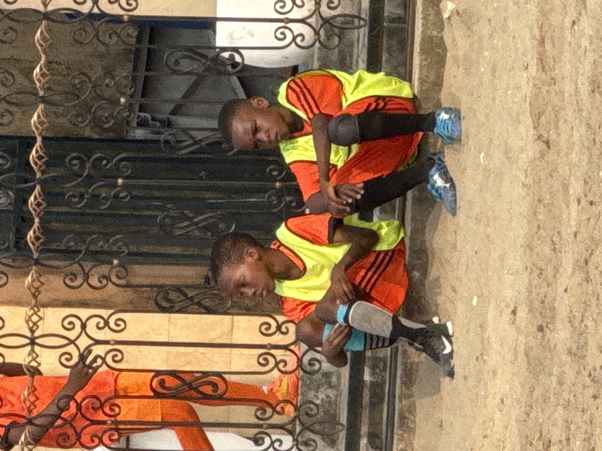 Youth soccer crew hanging out in Ado, Nigeria
