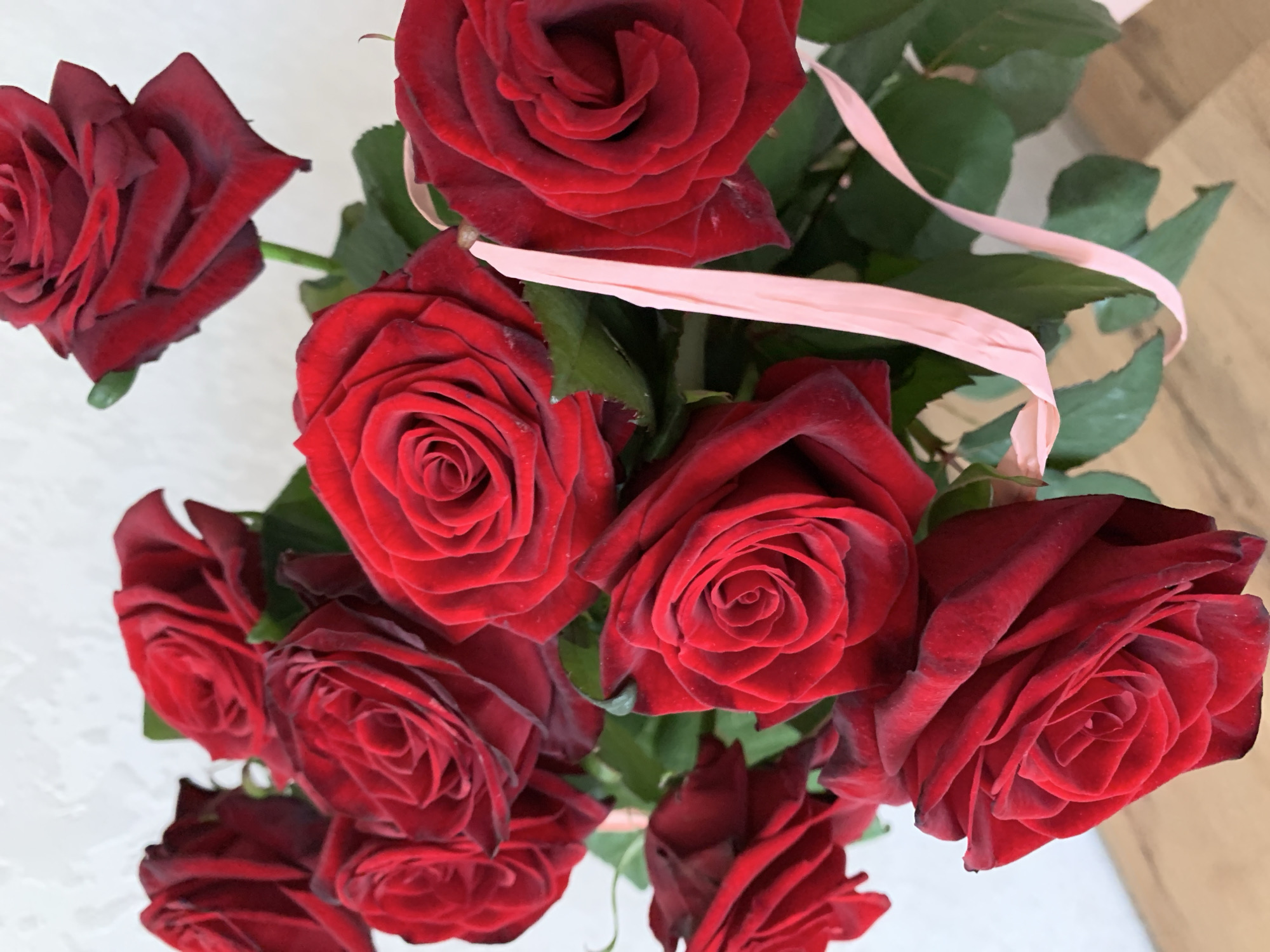 Red rose bouquet documented in close detail in Ternopil