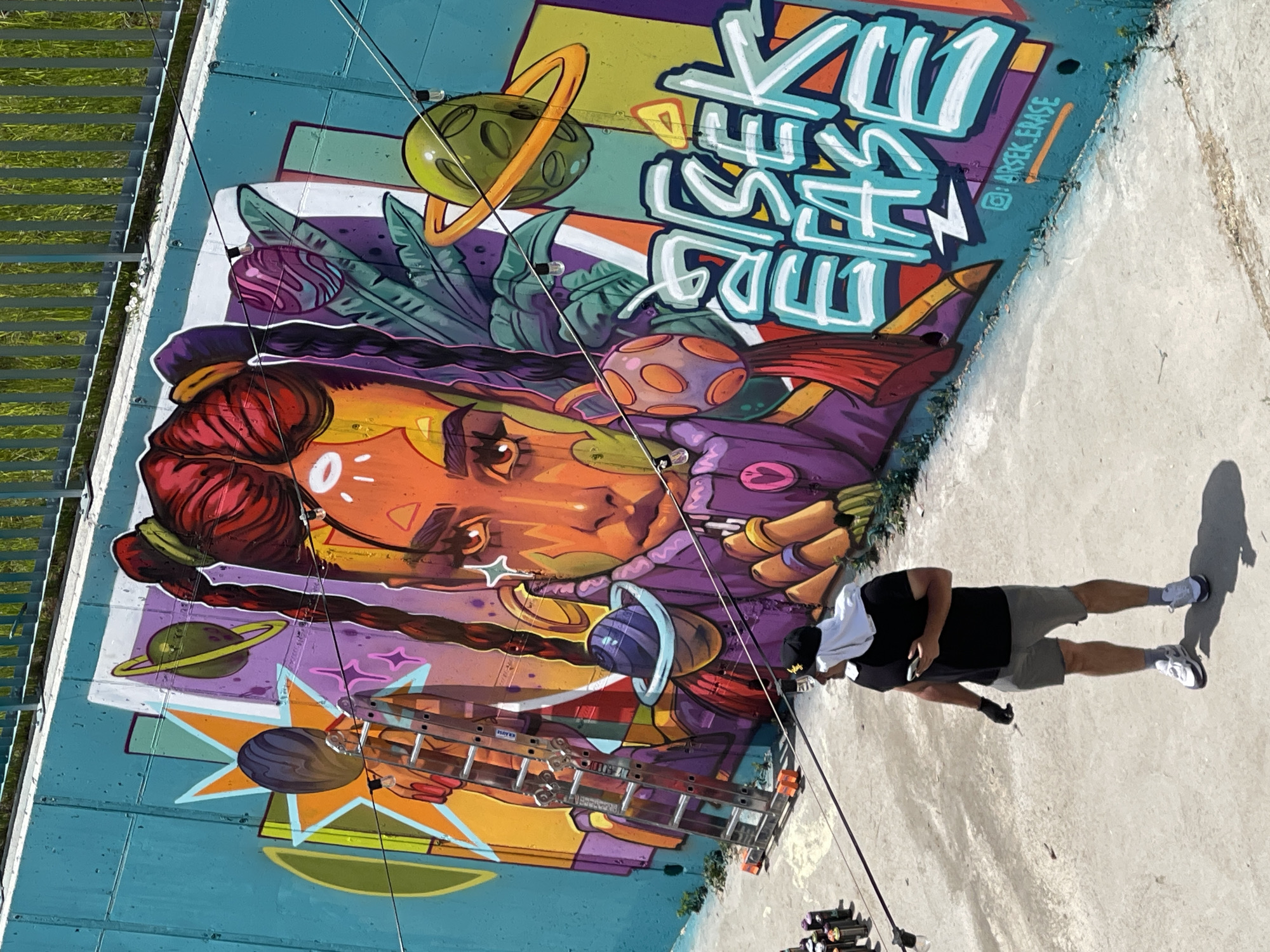 Street artists paint murals in Sofia's concrete canal