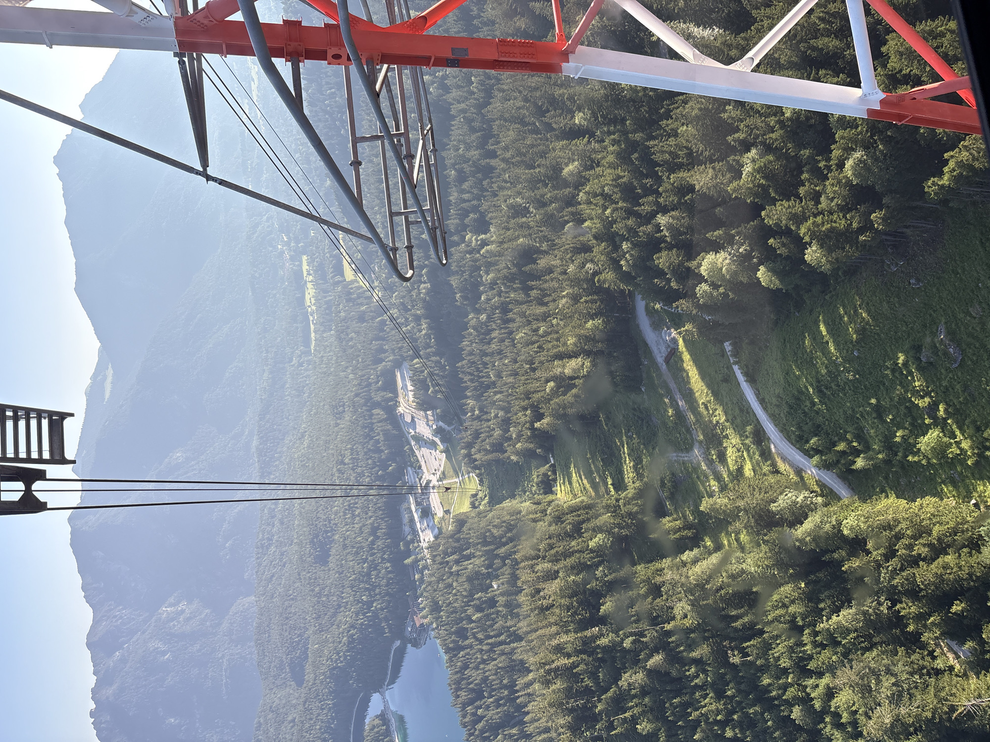 Riding the Zugspitzbahn up over Eibsee, Grainau