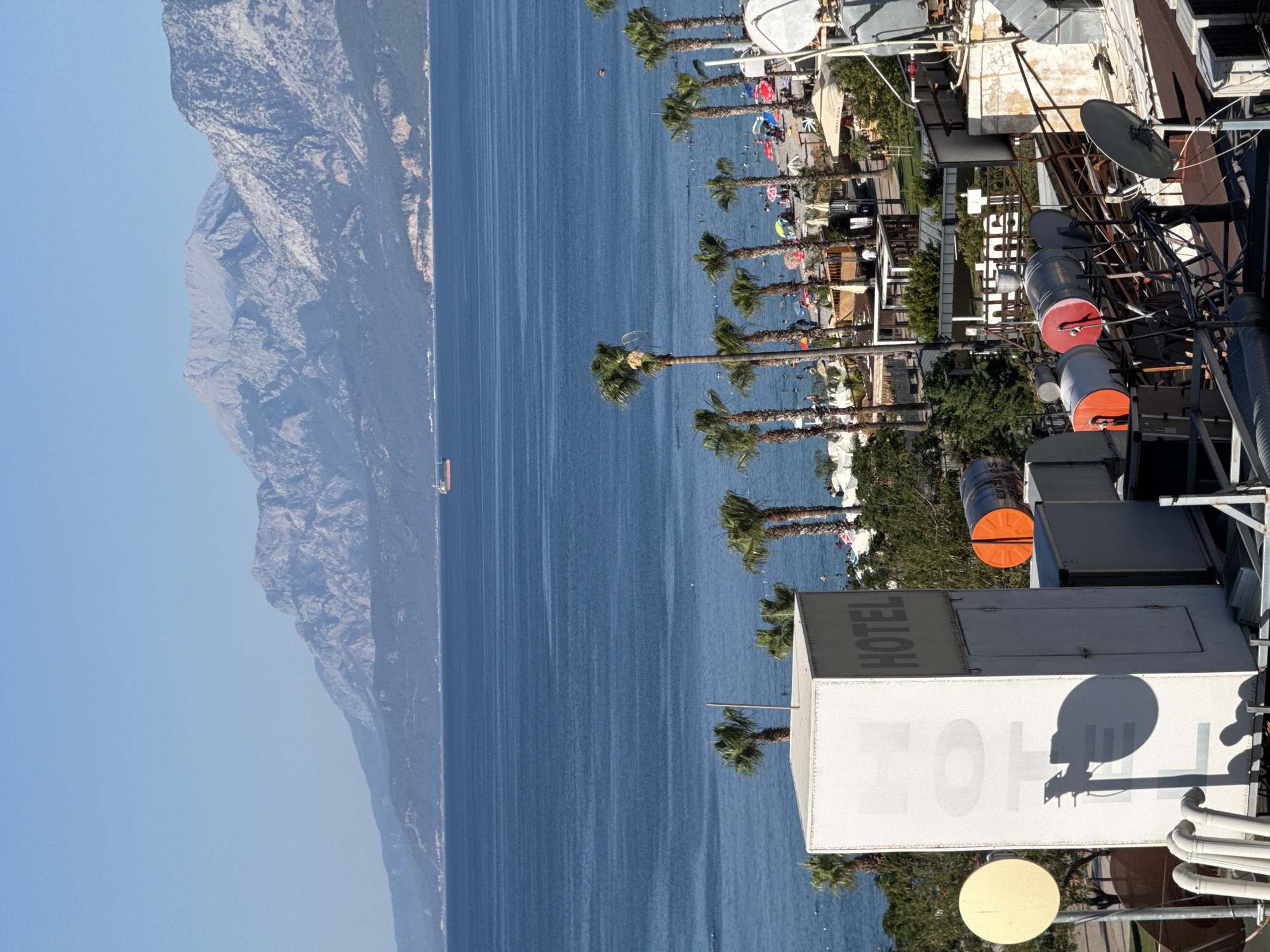 Hotel morning in Konyaaltı, Mediterranean coast and mountains in view