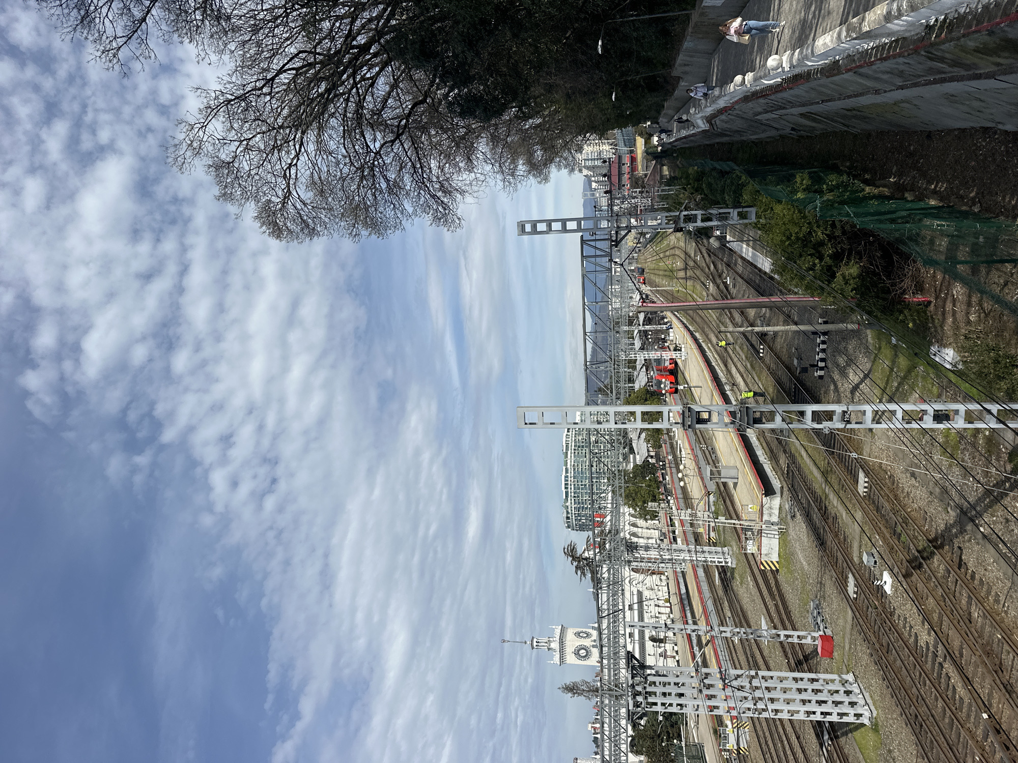 Railway yard photographed from elevated view in Sochi