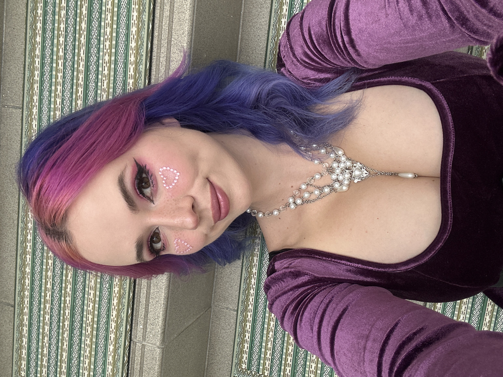 Colorful-haired individual photographed in multiple poses across Zagreb