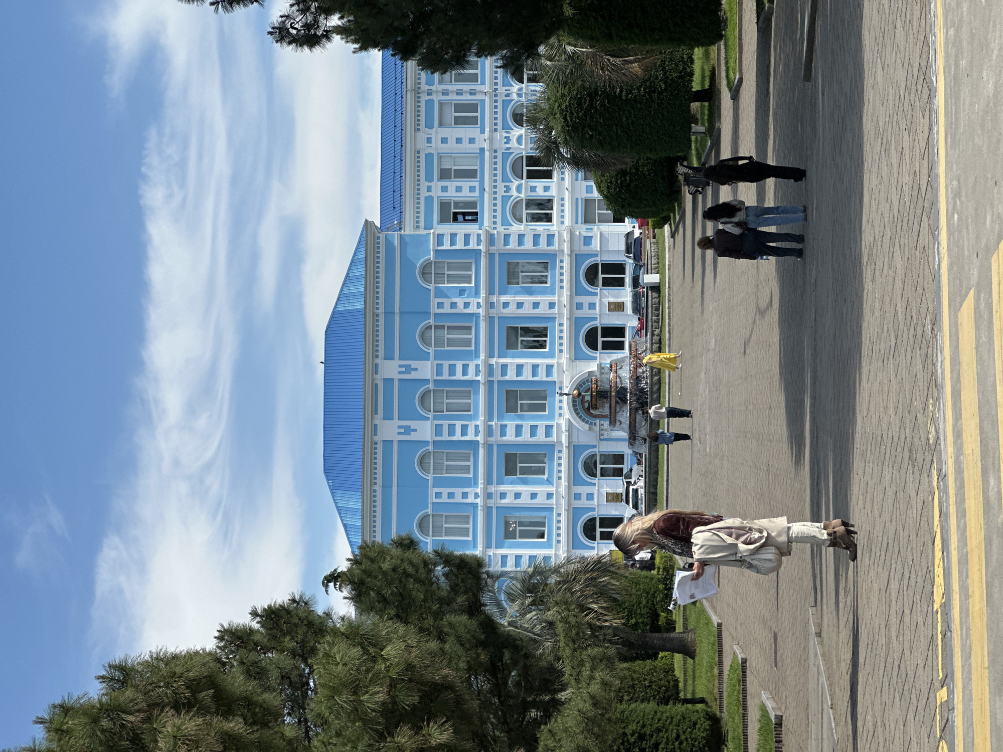 Person walks along Batumi shoreline and pedestrian areas