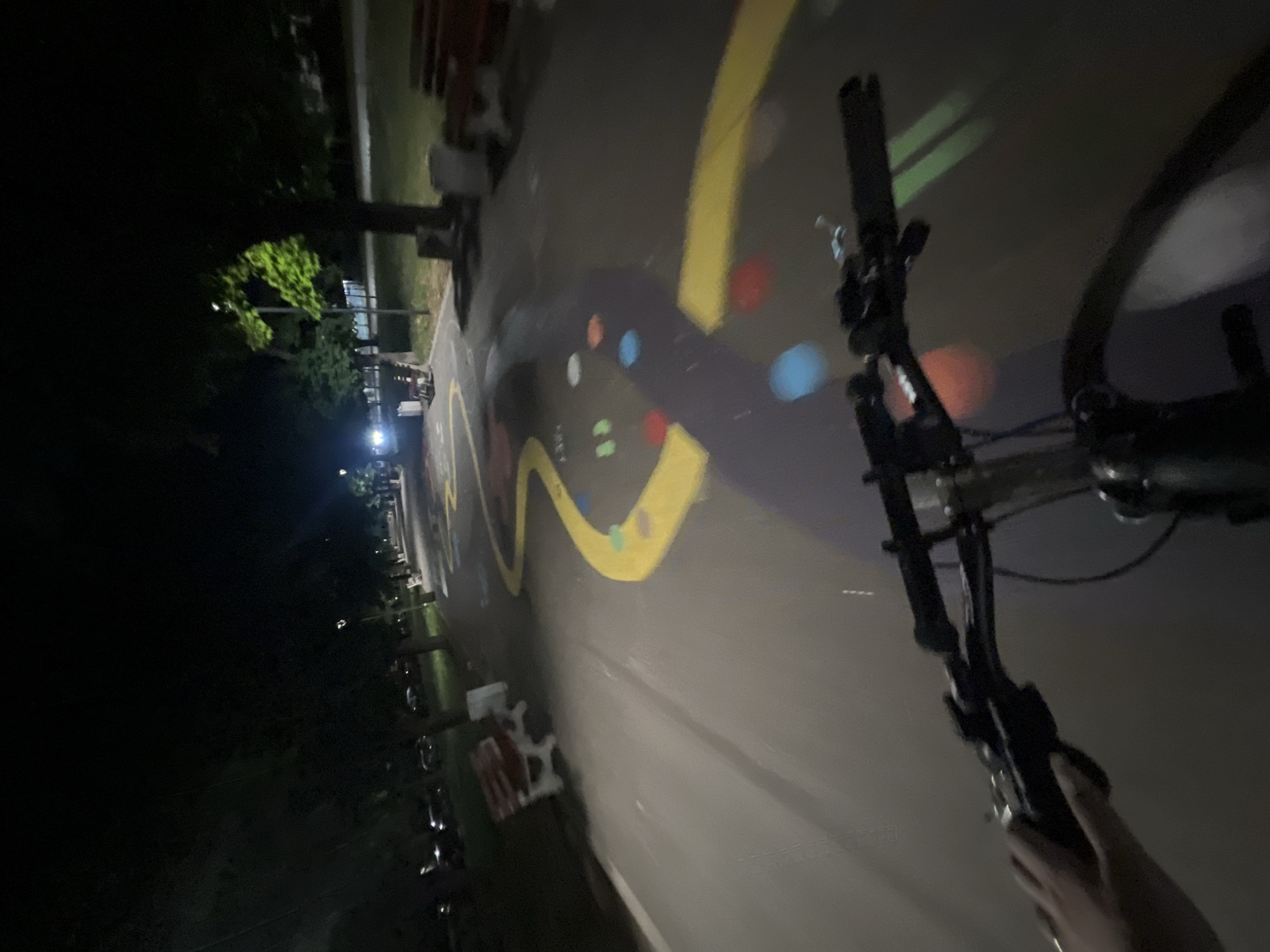 Night cycling through Plovdiv's illuminated park paths