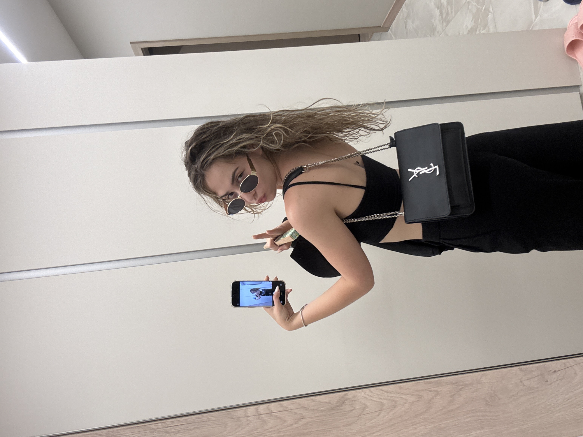 Woman documents selfie session across multiple Sofia locations