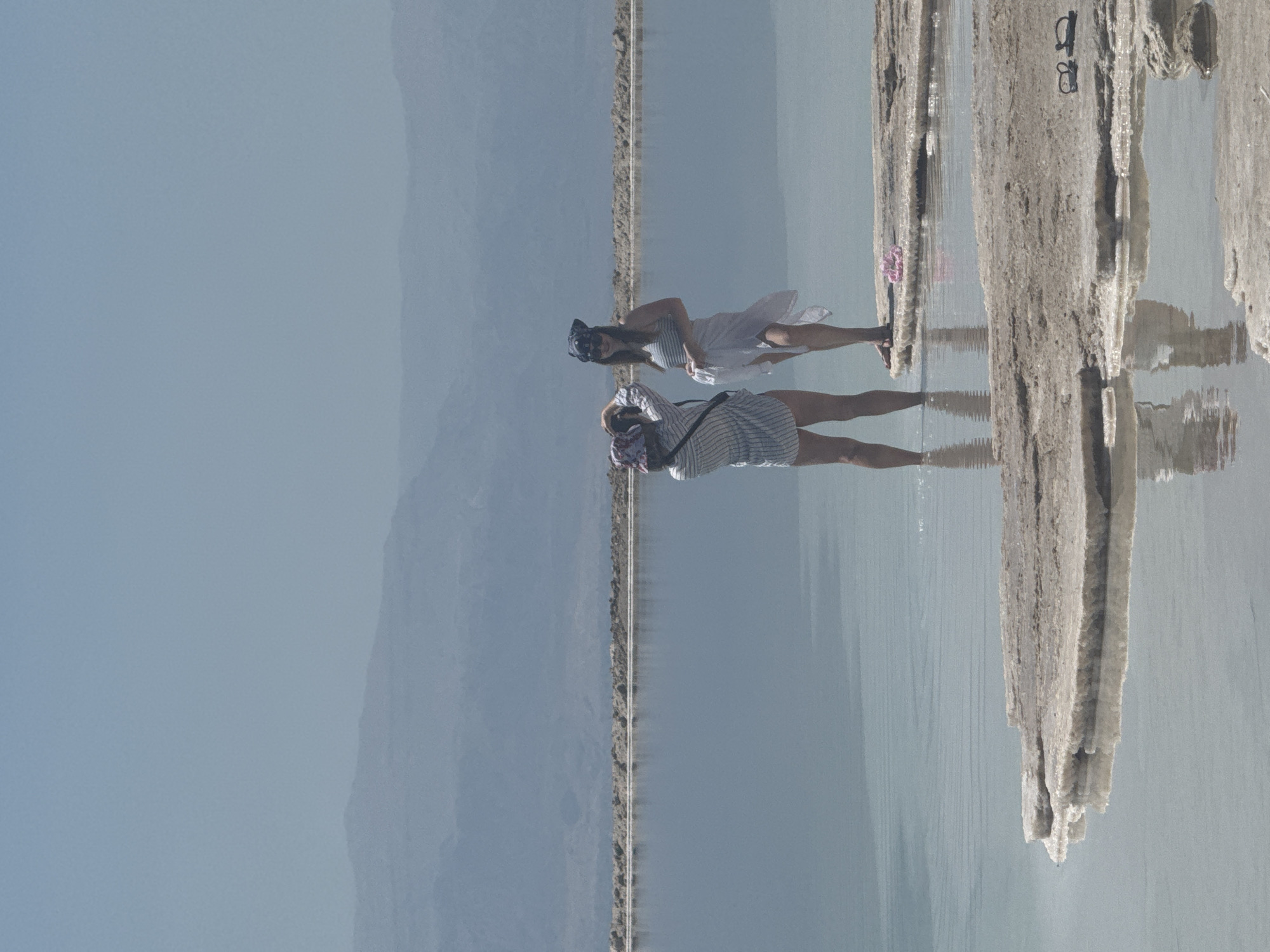Dead Sea visitors document salt formations and landscape