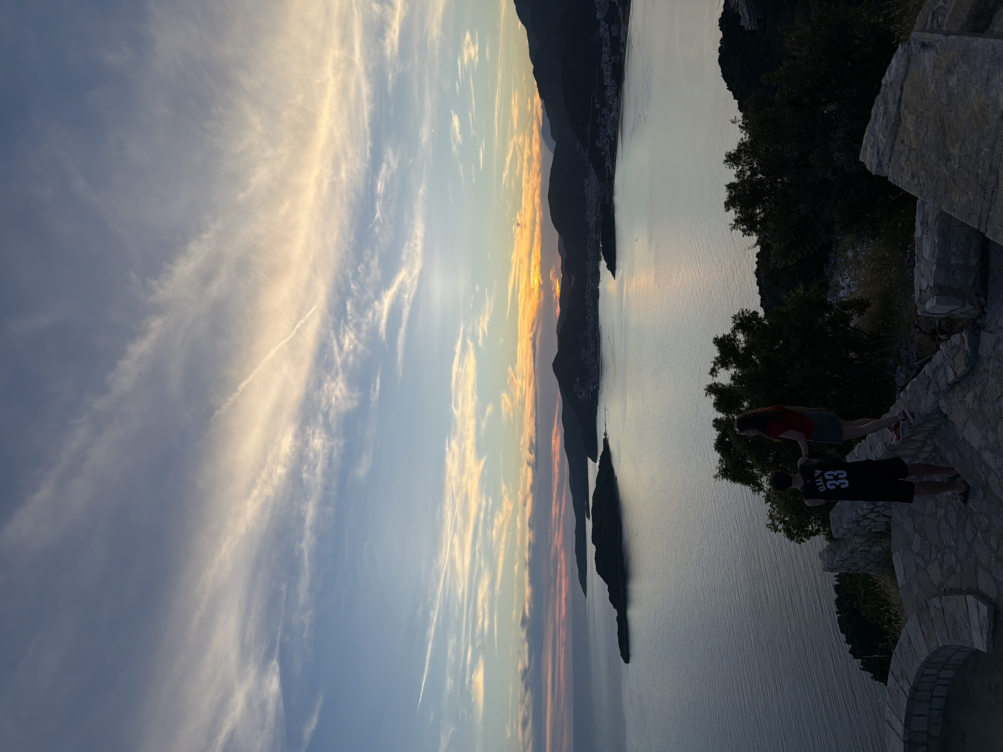 Sunset views captured over Sveti Stefan Montenegro coastline