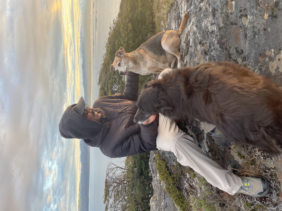 Person with two dogs spotted outdoors in Ushuaia