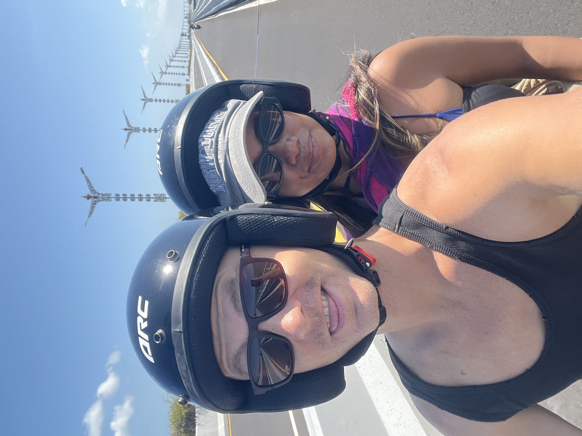 Scooter ride across a Kuta Selatan bridge, Bali