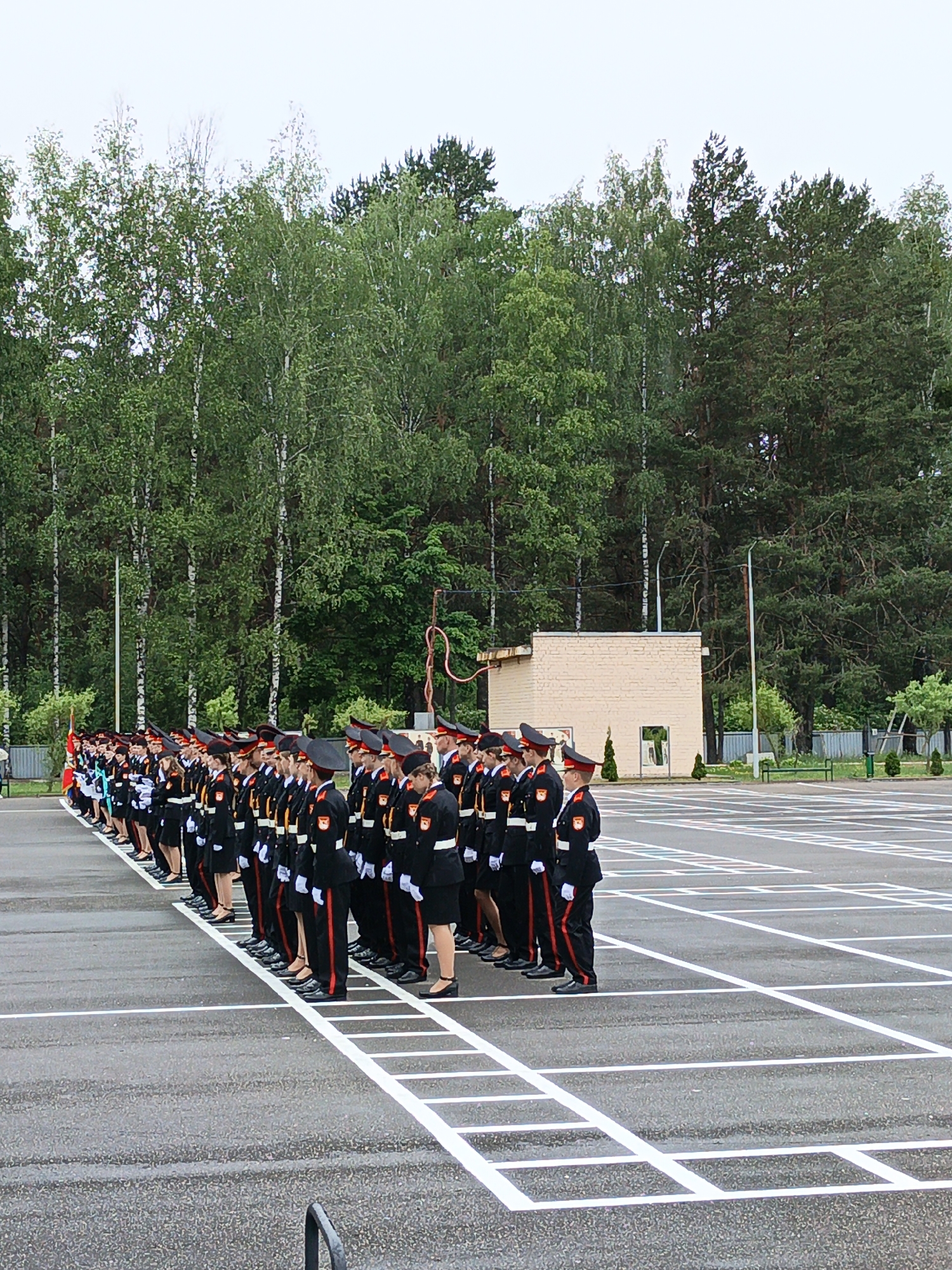 Military ceremony with uniformed cadets held in Parechcha, Belarus