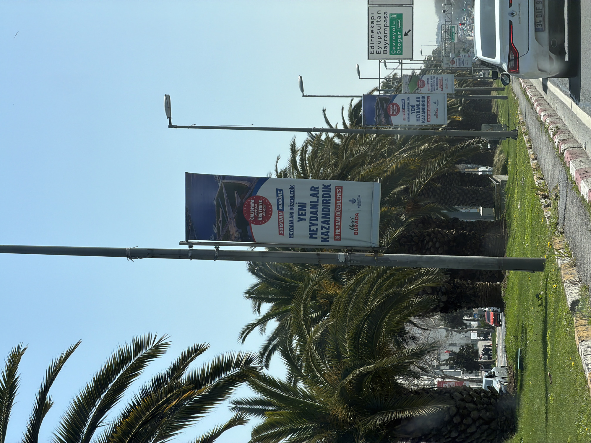 Car parked near landscaped roadside in Istanbul