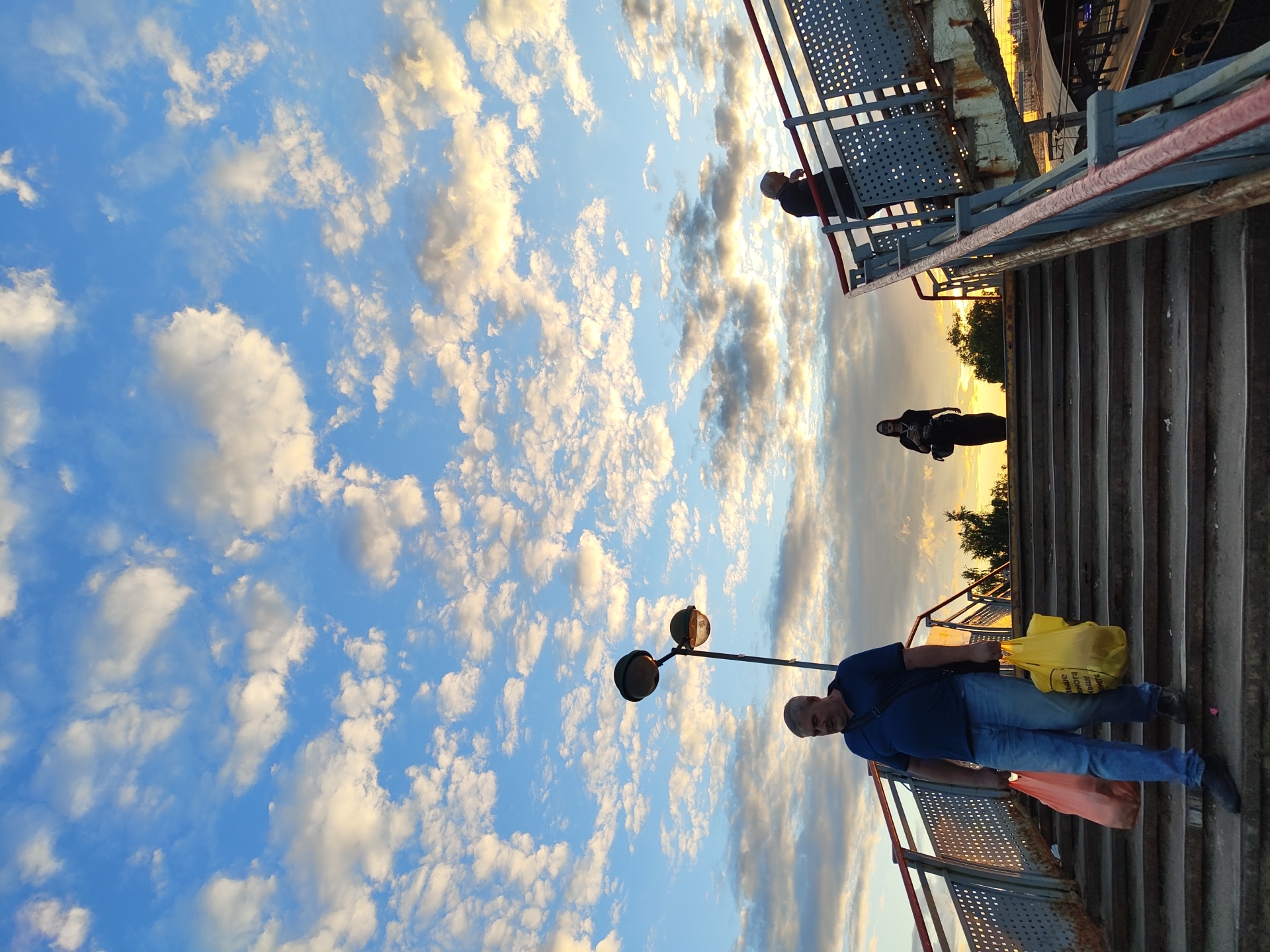 Sunset over Ramenskoye station, from overpass to drone