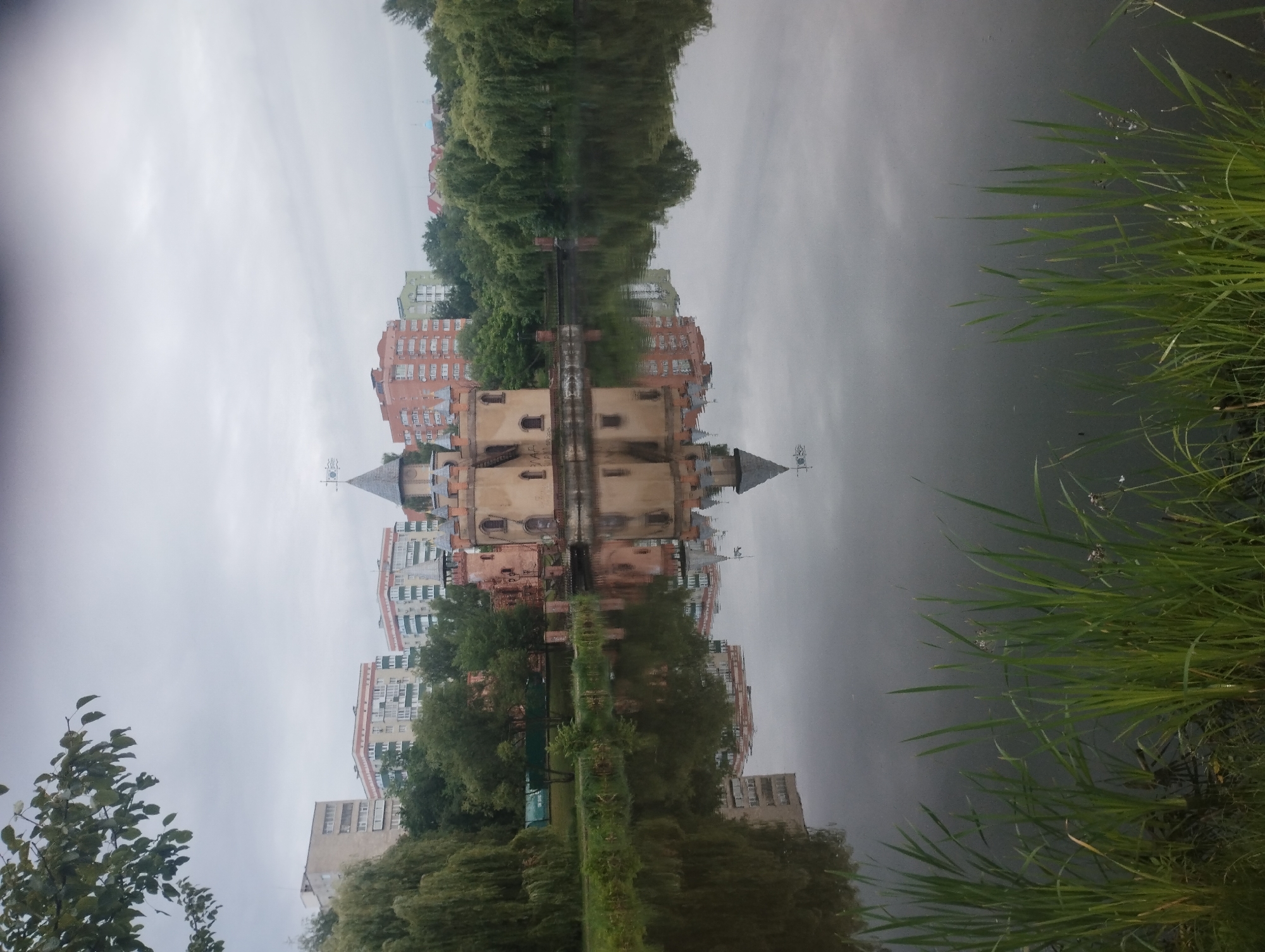 Rainy morning stroll through parks and landmarks in Sumy, Ukraine