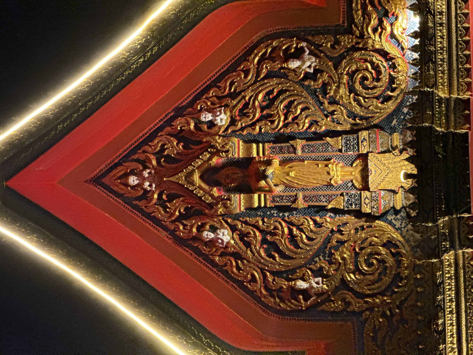 Wat Chalong temple complex at night, up close