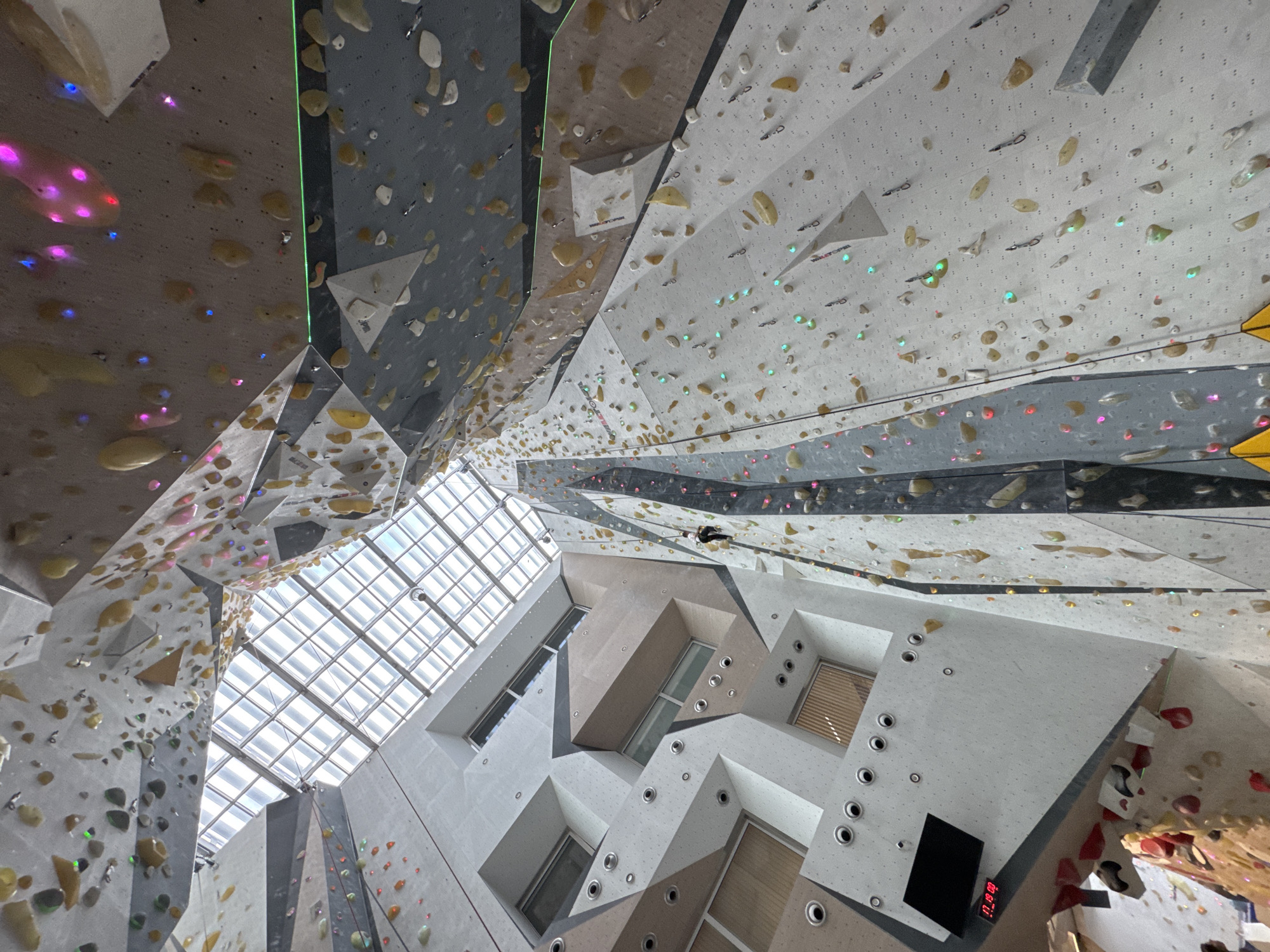 Person documents indoor spaces during seven-minute facility visit