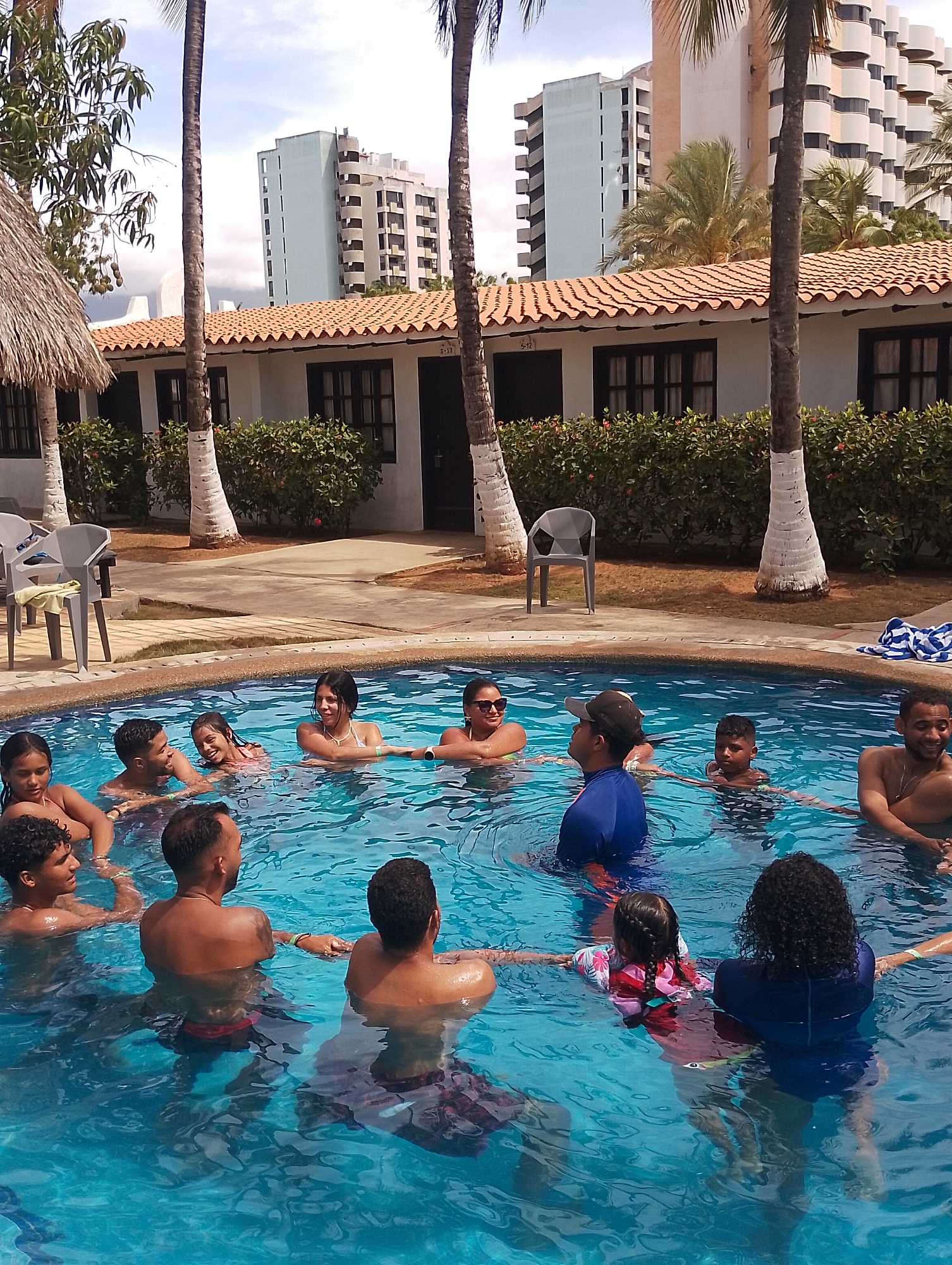 Pool gathering brings together families in Porlamar, Venezuela