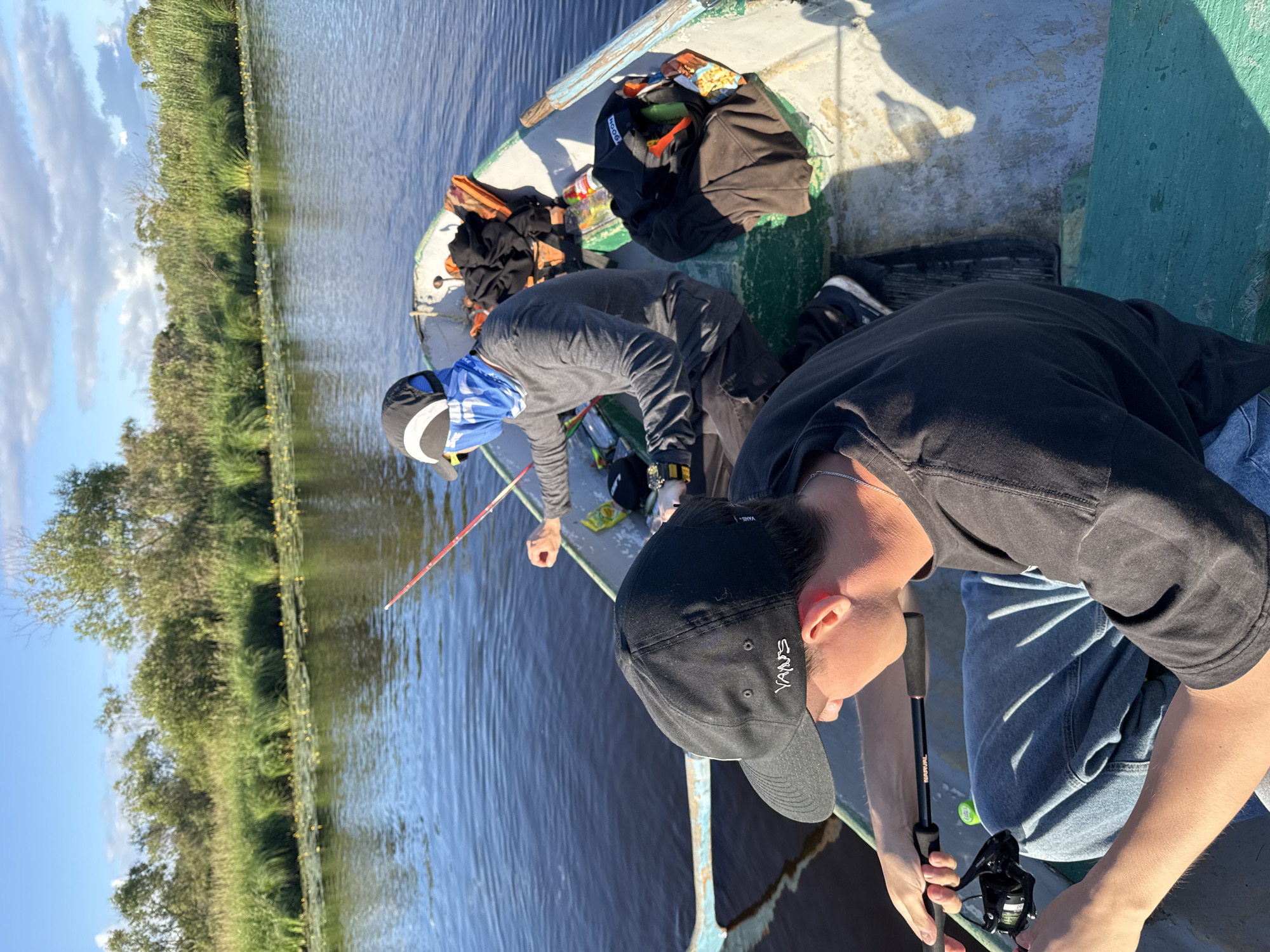 Boating and fishing on a quiet Saint Petersburg waterway