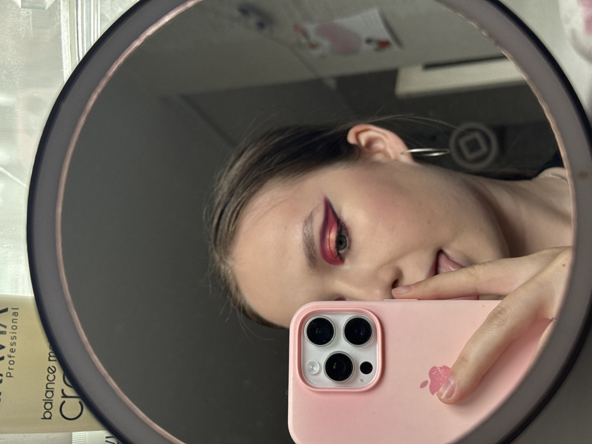 Selfie session captured in mirrors around Chaikovsky, Russia