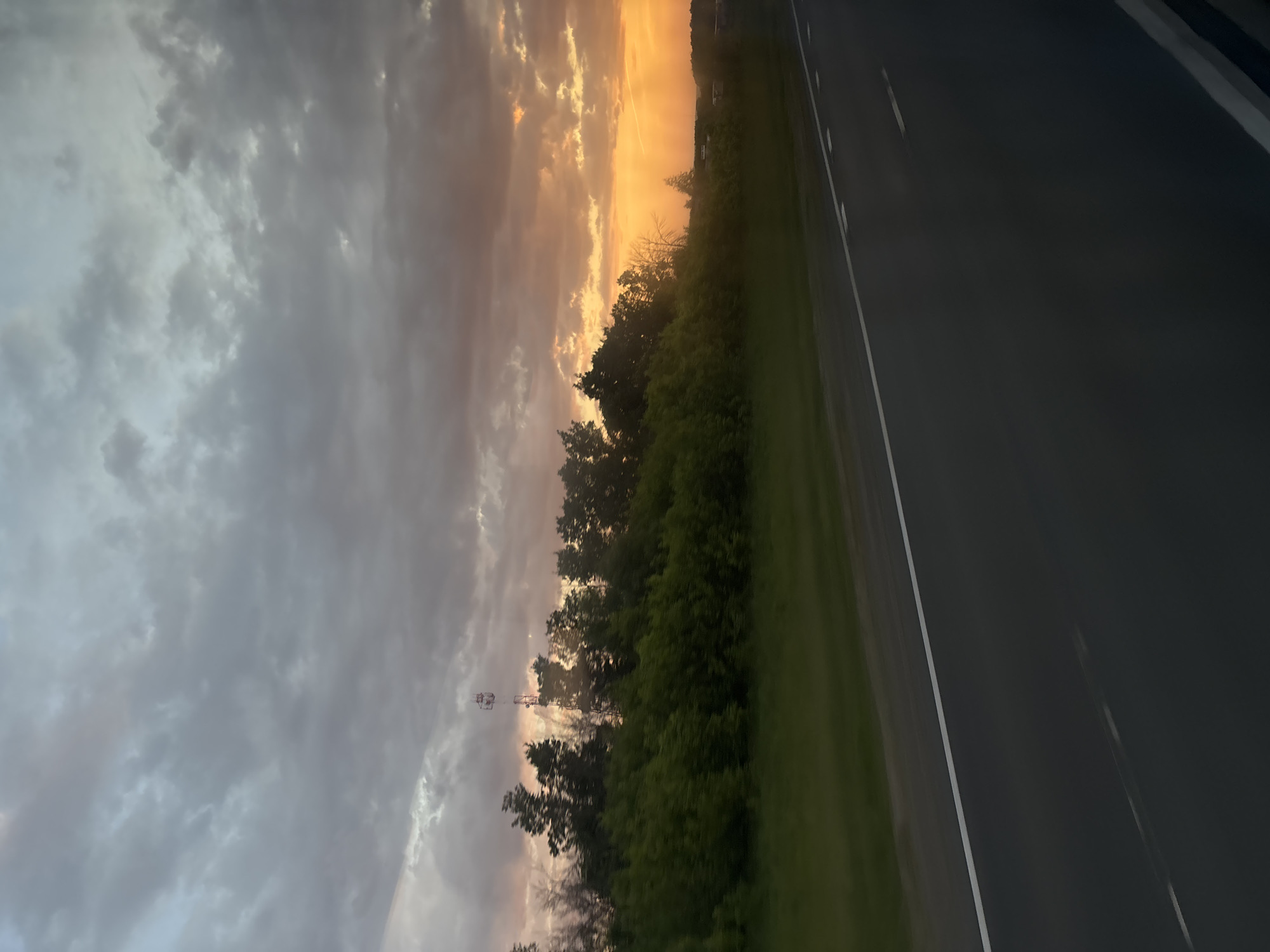 Dramatic sunset observed from highway in Russia