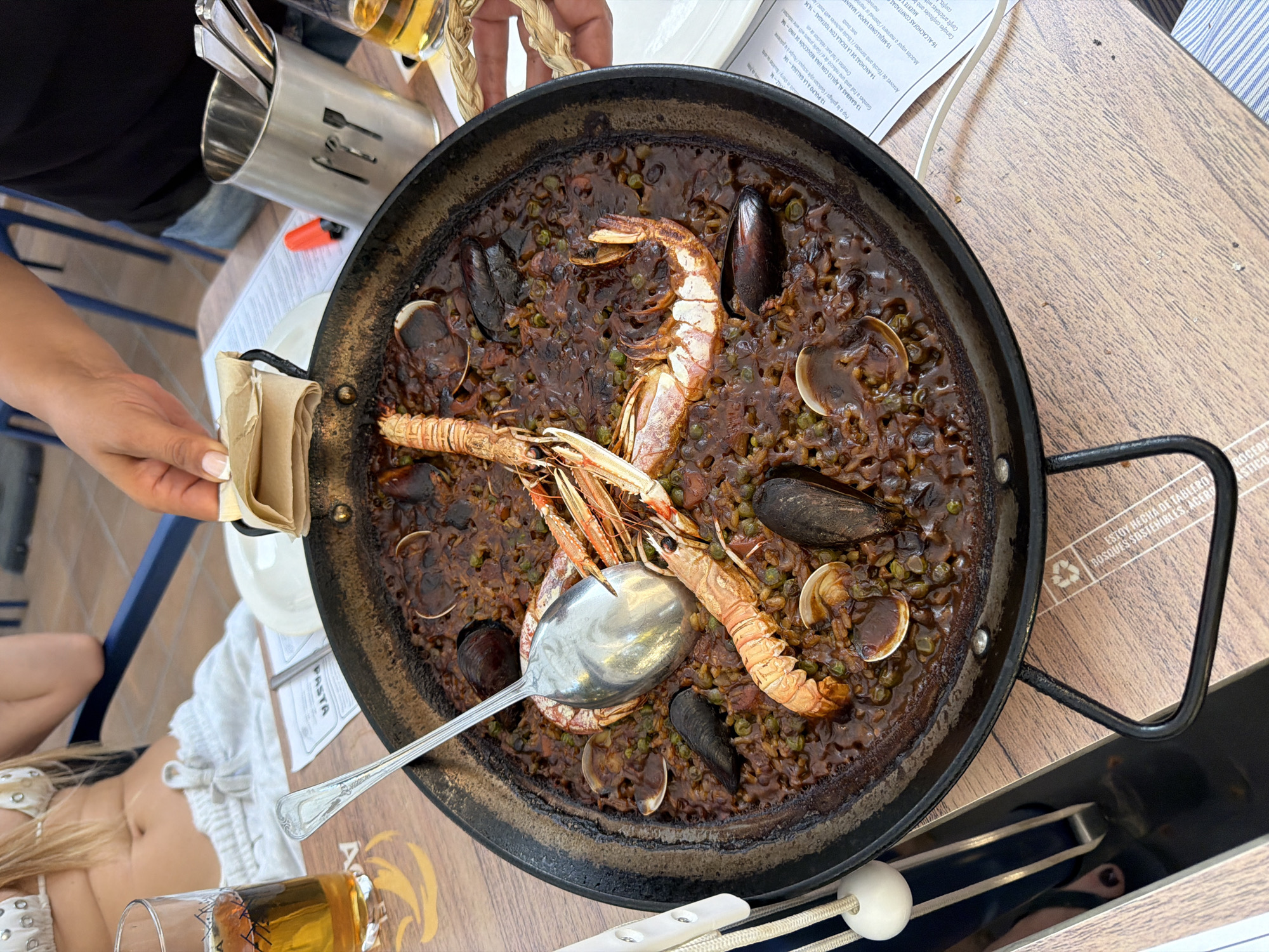 Paella lunch at a coastal restaurant in Palamós