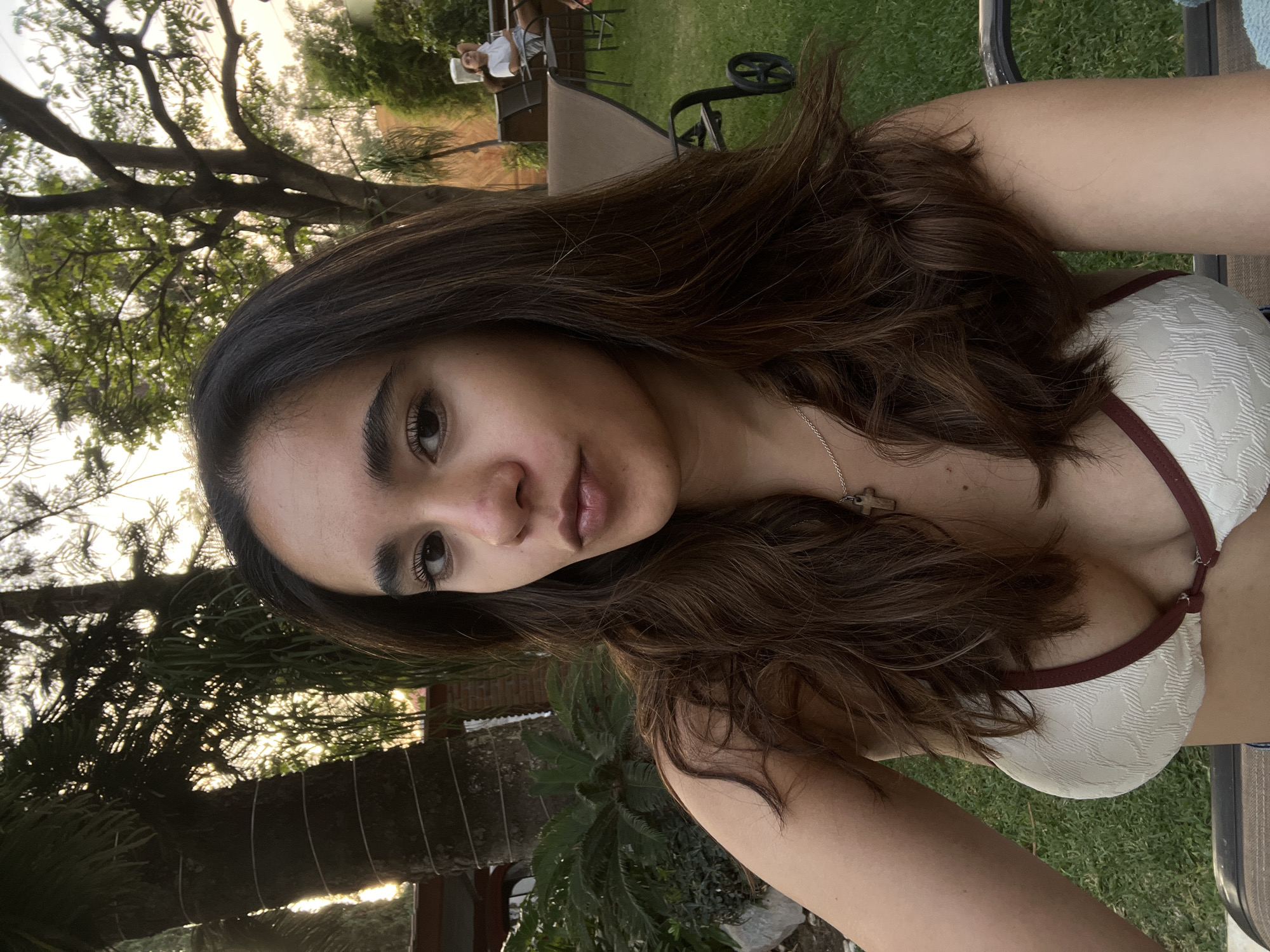 Woman takes poolside selfies in Tenextepec, Mexico